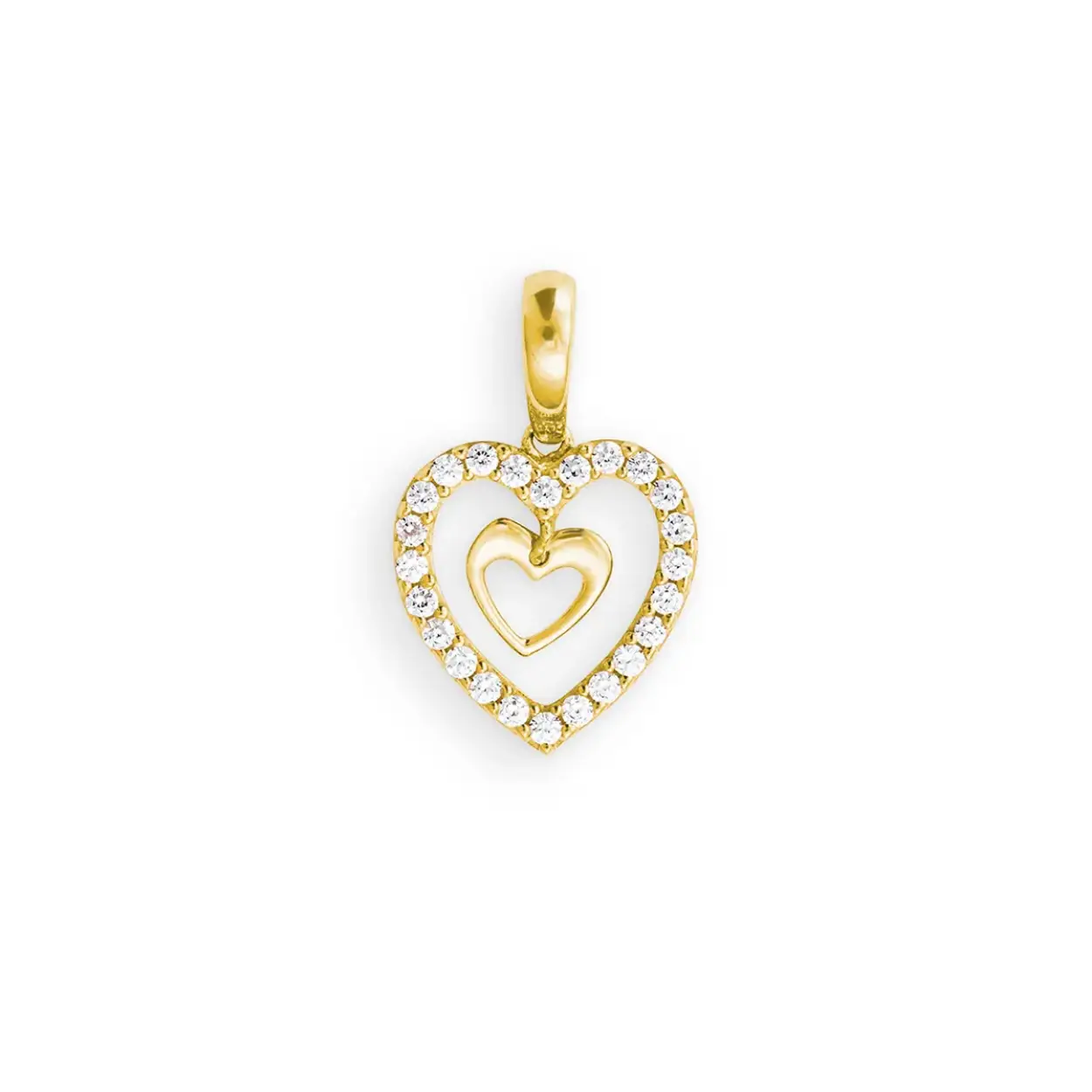 14k Gouden hartje met zirkonia.