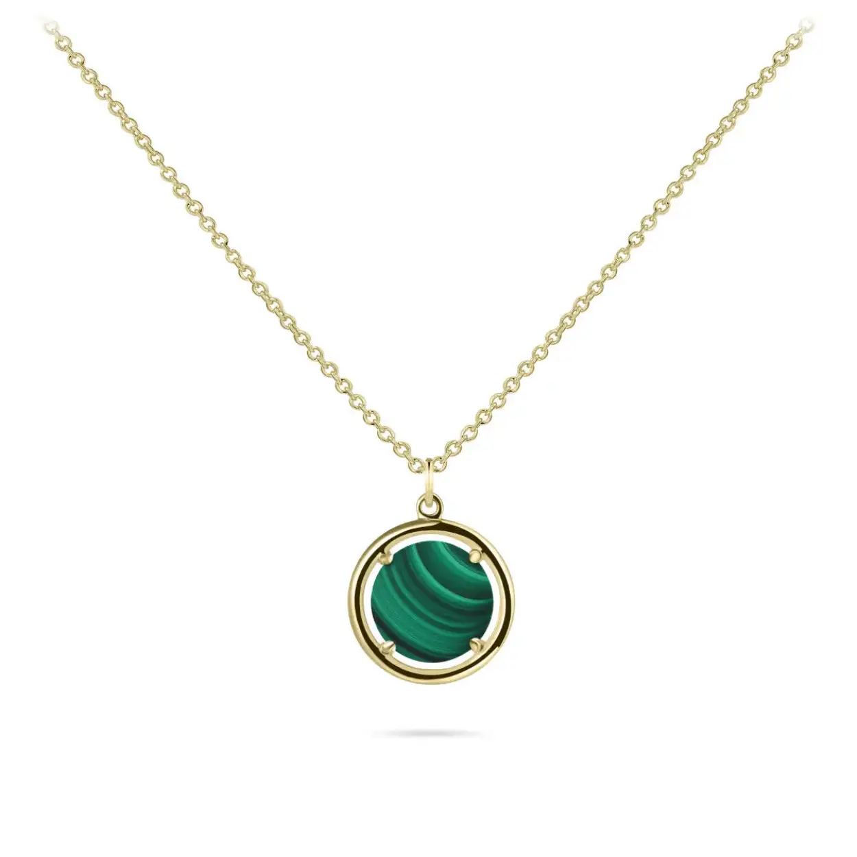 14k gouden collier met een malachiet steen