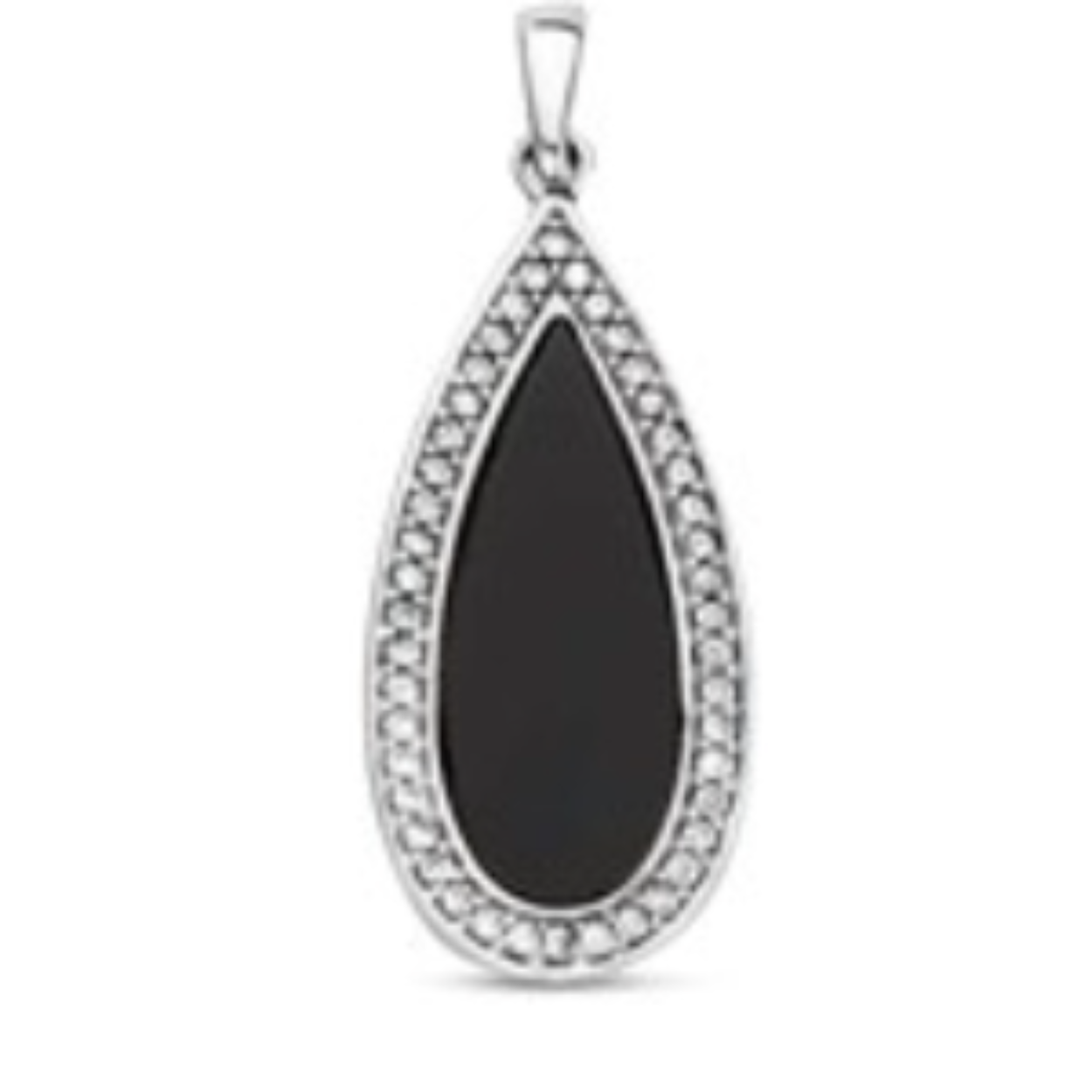zilver grhodineerd hanger onyx met zirkonia