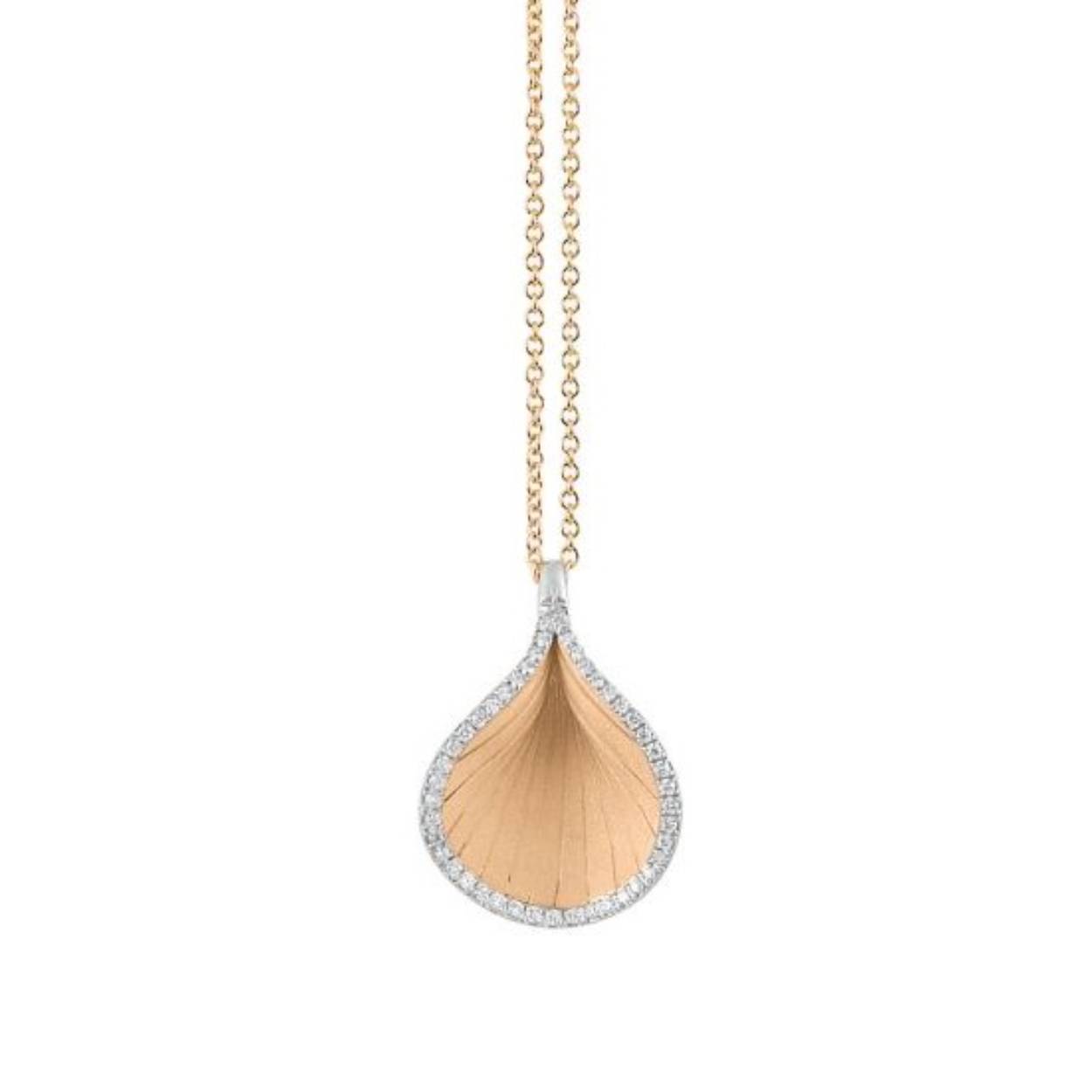 Prachtige 18krt gouden collier met diamant uit de Goccia collectie van Annamaria Cammilli in de kleur Orange Apricot Gold. 

Referentienummer: GPE20021J