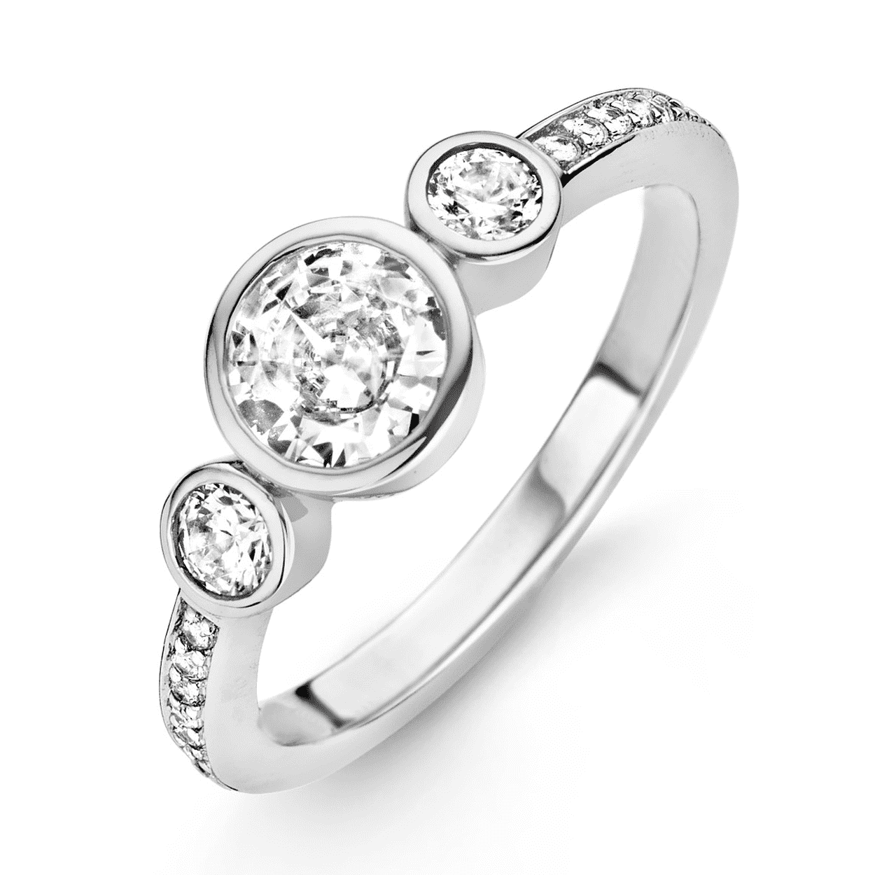 Ti Sento - Zilveren damesring bezet met zirconia's - 12028ZI/54