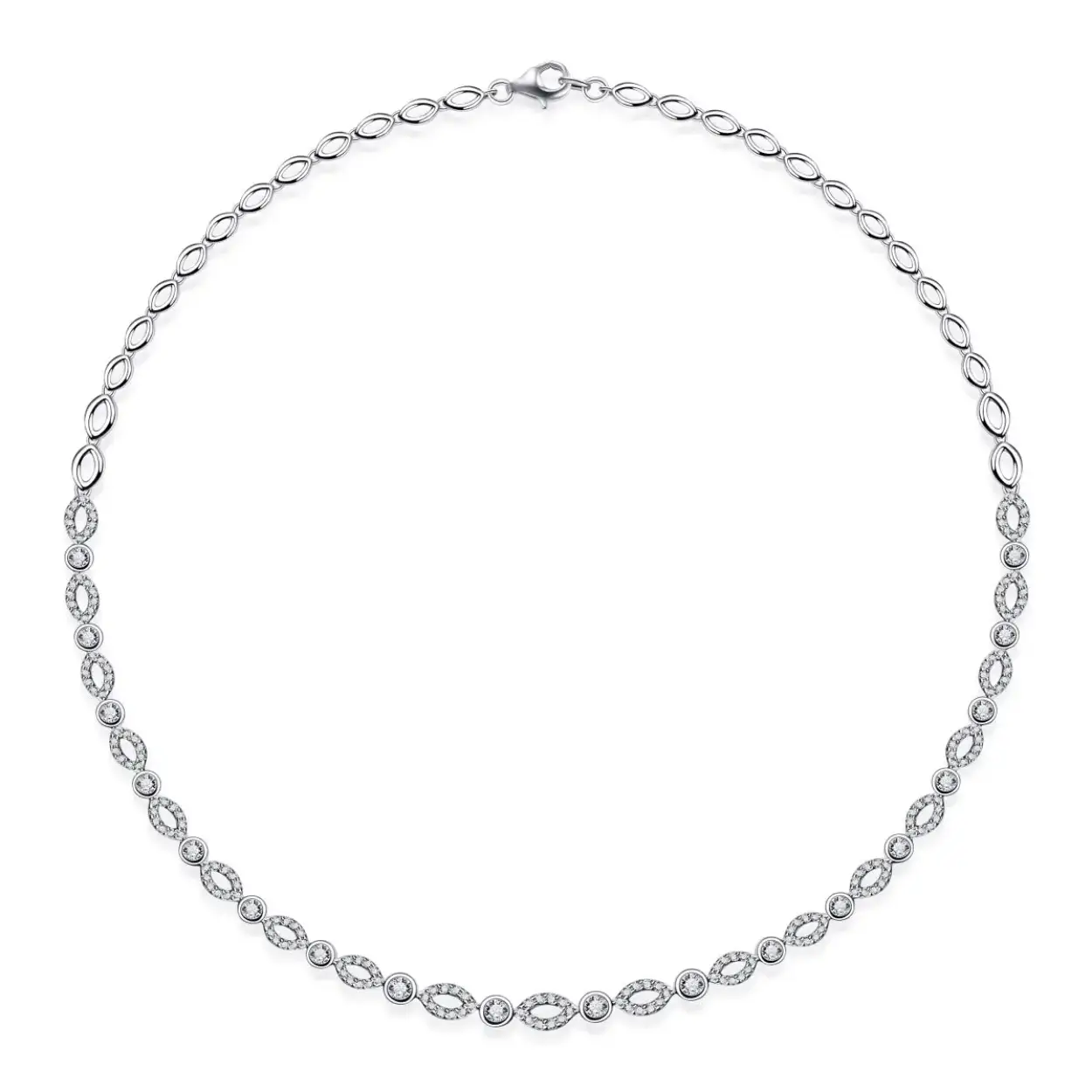 Zilveren collier met zirkonia  45cm