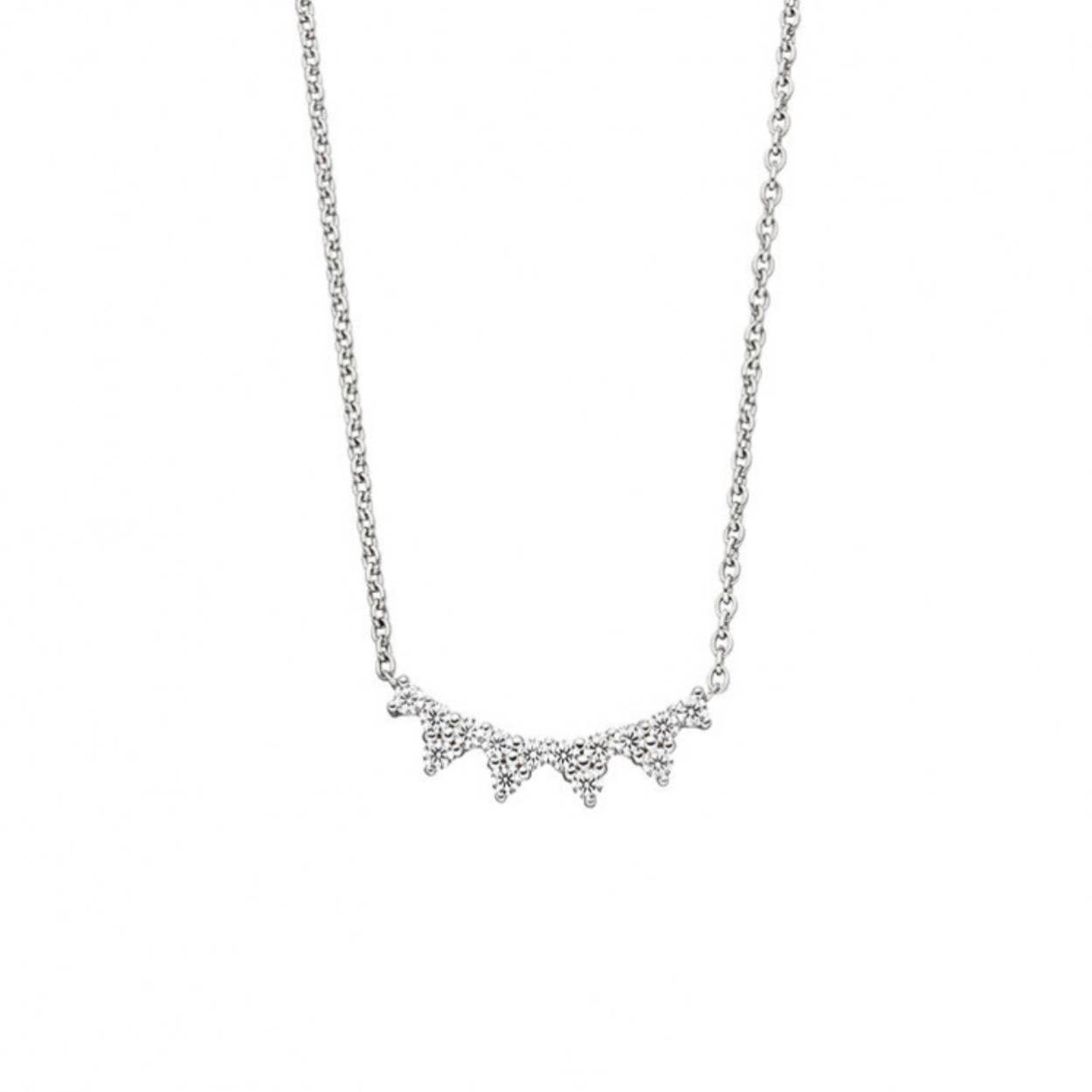 Prachtig gerhodineerd zilveren collier met hanger met zirconia stenen van het merk Viventy.