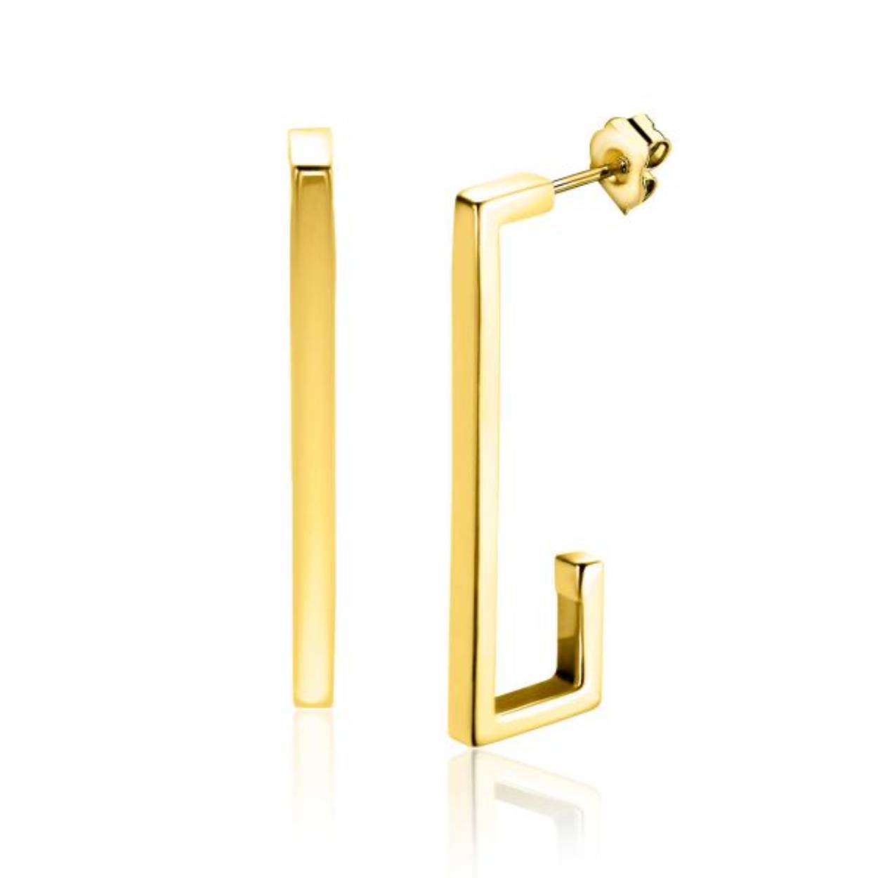 ZINZI Gold 14 karaat gouden oorstekers met grote strakke rechthoeksvorm van 33mm. Deze oorsieraden vallen prachtig op het oor. Grootte 33 x 2,4mm. Vervaardigd van geheel 14 karaat goud (585).