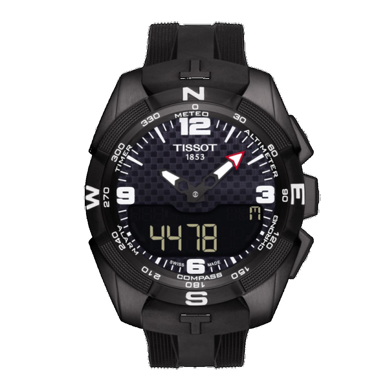 De T-Touch Expert Solar Black Dial Herenhorloge, model T0914204705701, beschikt over een zwarte analoge wijzerplaat, datumfunctie, lichtfunctie en een antiallergische roestvrijstalen kast. De waterbestendigheid van 10 ATM maakt het geschikt voor dagelijks gebruik. Draag het comfortabel om de pols dankzij de zwarte plastic-siliconen band. Ideaal voor zowel formele als casual gelegenheden.