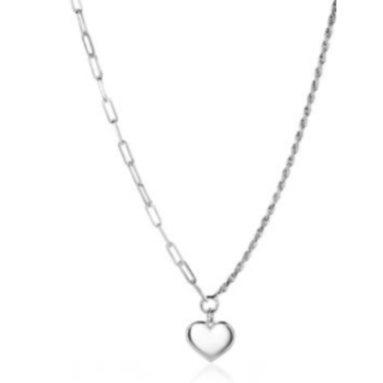 ZINZI zilveren schakel ketting met twee trendy schakels en glad hart 40-45cm ZIC2381