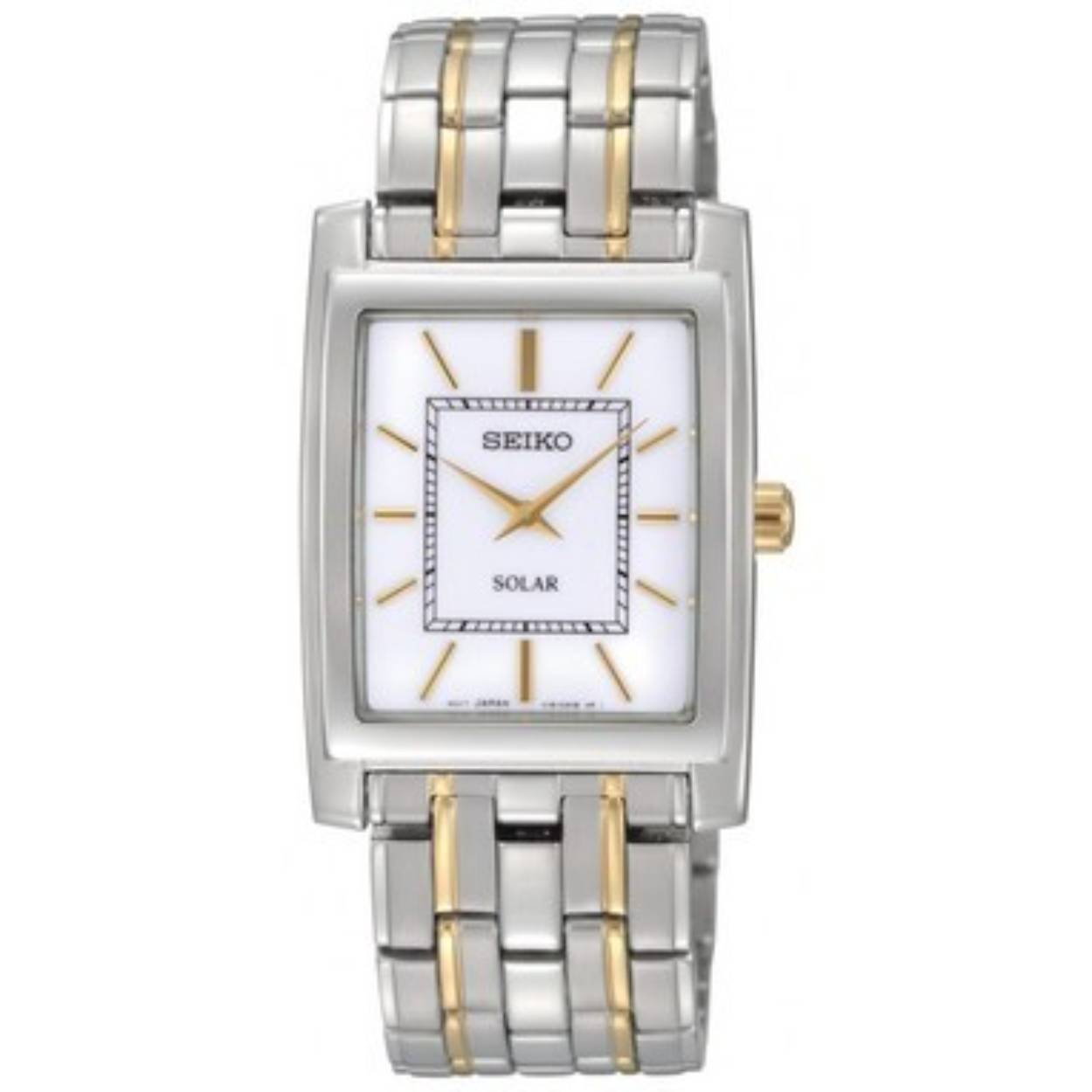 Dit is een prachtig Seiko horloge met de kwaliteit die u van het merk gewend bent. Dit heren horloge met zijn zilver kleurige kast en bijpassende bicolor band is een model dat iedereen in zijn collectie moet hebben. Zijn rechthoekige kast zorgt voor een waanzinnige uitstraling.