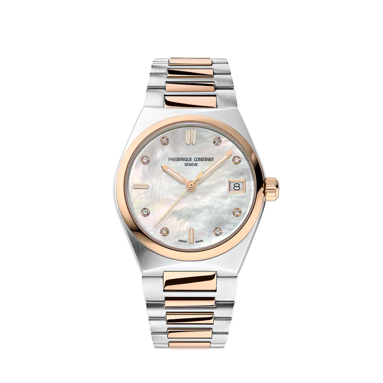 De Highlife-collectie van Frederique Constant is volledig gericht op het heden. Ze belichaamt de tijdgeest, omarmt actuele trends en blijft tegelijkertijd chic en brutaal. De Highlife Ladies Quartz-modellen geven de uren, minuten, seconden en de datum aan op drie uur. Ze zijn voorzien van de kenmerkende geïntegreerde verwisselbare band van de collectie en worden geleverd met een extra rubberen band. Het quartz-uurwerk heeft een batterijduur van 5 jaar.