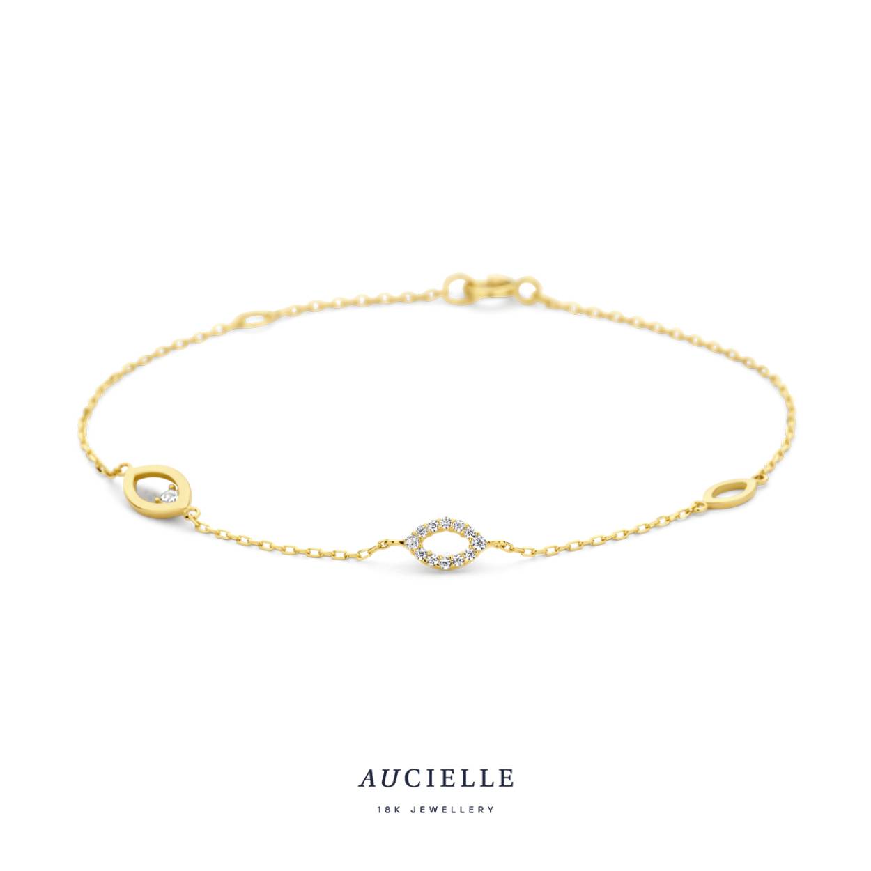 Aucielle armband goud 18k met zirkonia steentjes