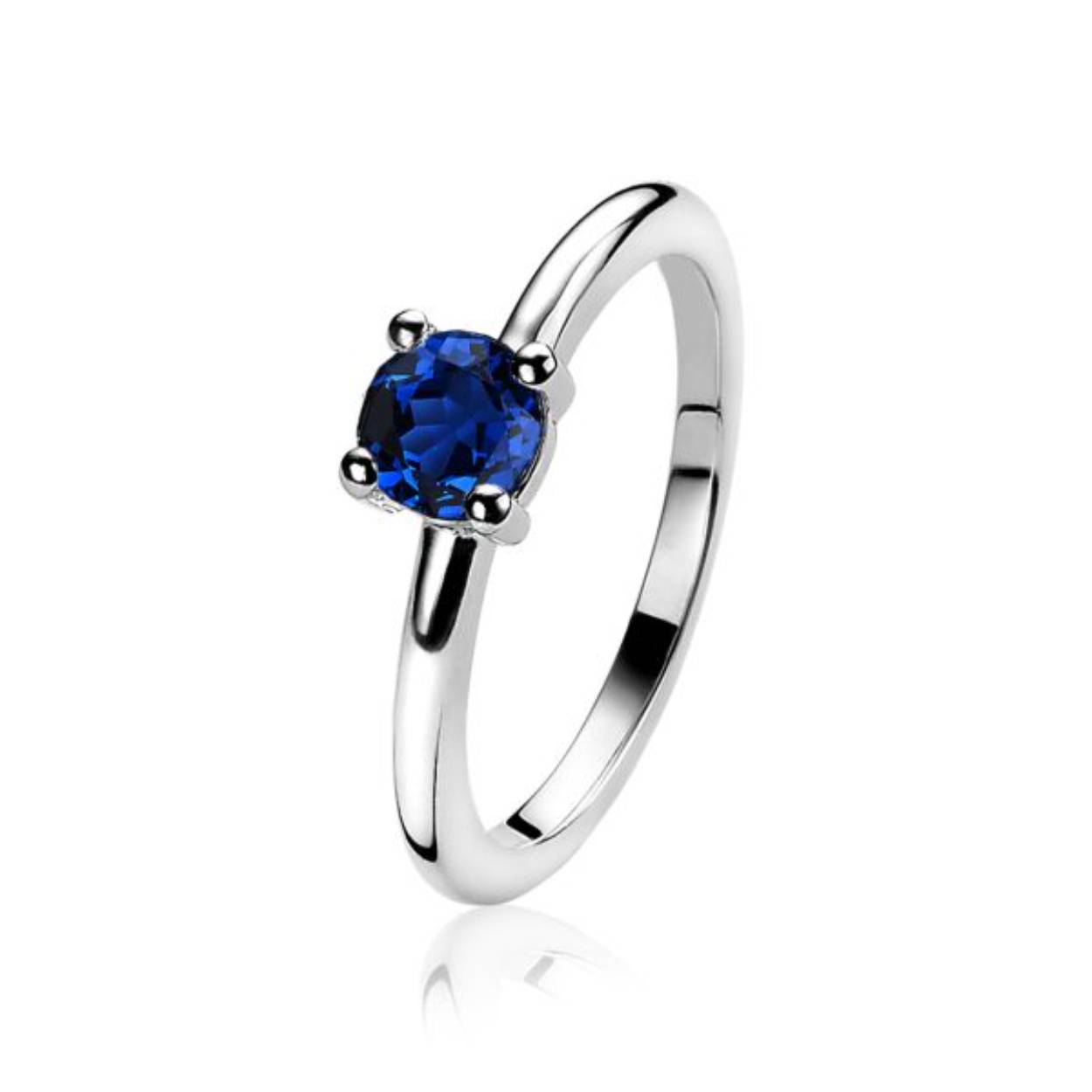ZINZI zilveren aanschuifring  blauw zirconia in chaton maat 52
52WM17 ZIR1300Q