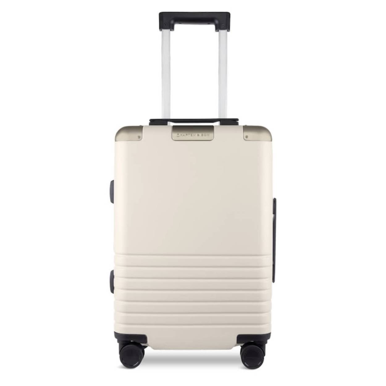 hoogwaardige hardschalige handbagagekoffer van gereycled Duits premium polycarbonaat
stevige aluminium kappen voor een grote bescherming tegen stoten
met vier zeer stabiele, verwisselbare high end 360°-roterende wielen – made by Kapten & Son
in hoogte verstelbare telescoopstang
afsluitbaar met TSA-cijferslot
met apart geïntegreerde waszak
afmetingen: 55 cm (h), 38 cm (b), 20 cm (d) | volume: 33 l
Gewicht: 3,14 kg