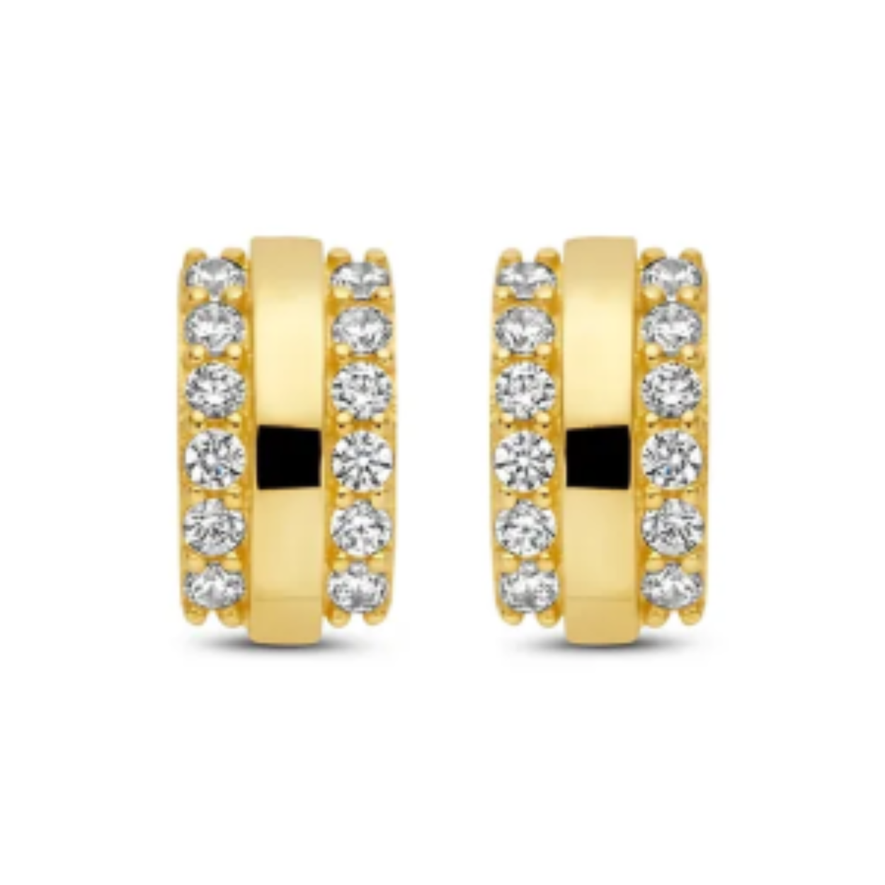 gouden J&J oorstekers, 1/2 bol+ zirconias