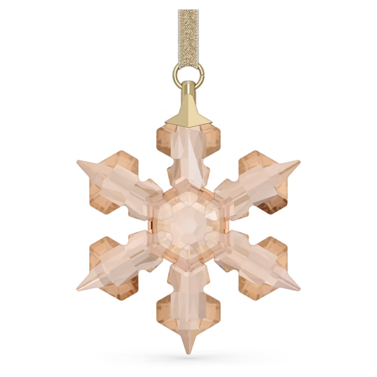 Dit schitterende sneeuwvlok-ornament is een kleinere variant van het Festive Jaarlijkse Editie Ornament 2022. De facetten van het vakkundig vervaardigde kristal in een gouden kleur schitteren in het licht. Het goudkleurige lamélint en de geborstelde champagnegoudkleurige metalen accenten geven de decoratie een elegante, moderne look die u in een decoratieve boom of voor het raam kunt plaatsen. Alleen verkrijgbaar in 2022. Decoratieobject. Geen speelgoed. Niet geschikt voor kinderen jonger dan 15 jaar.

Collectie:  Festive
Kleur:  Goudkleurig
Hoogte: 5.1 cm
Breedte: 0.8 cm
Lengte: 3.9 cm
Materiaal:  Lamélint, Kristallen, Metaal
Designer:  Michele Blasilli
