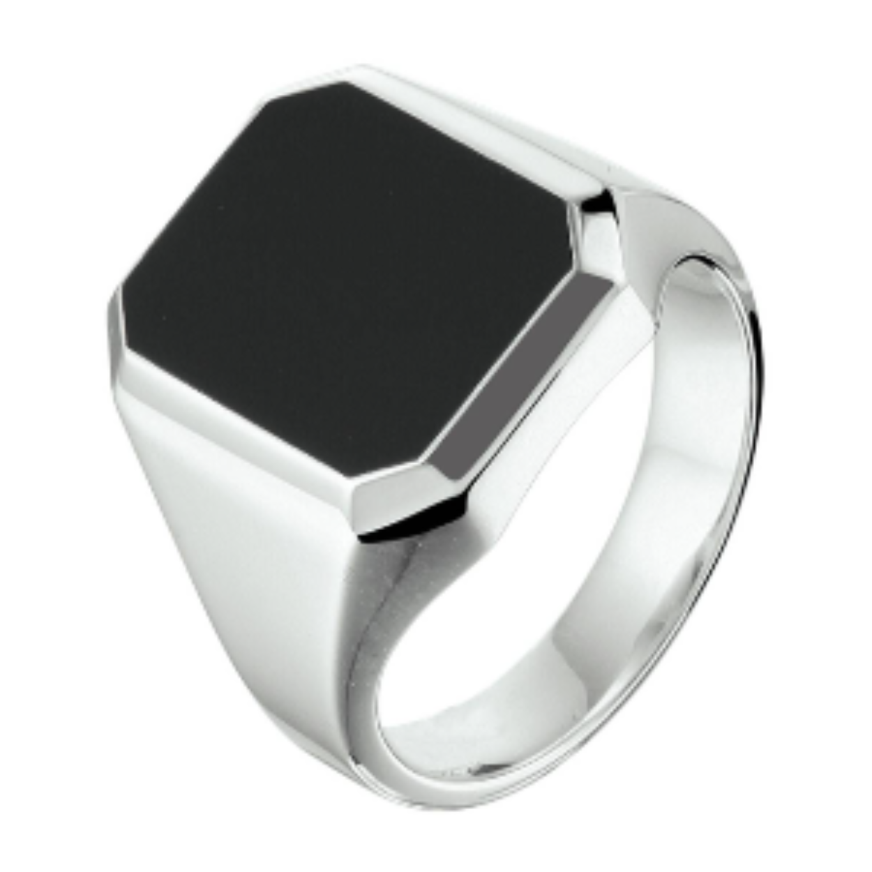 Zilveren heren zegelring met Onyx steen. Ring is massief 