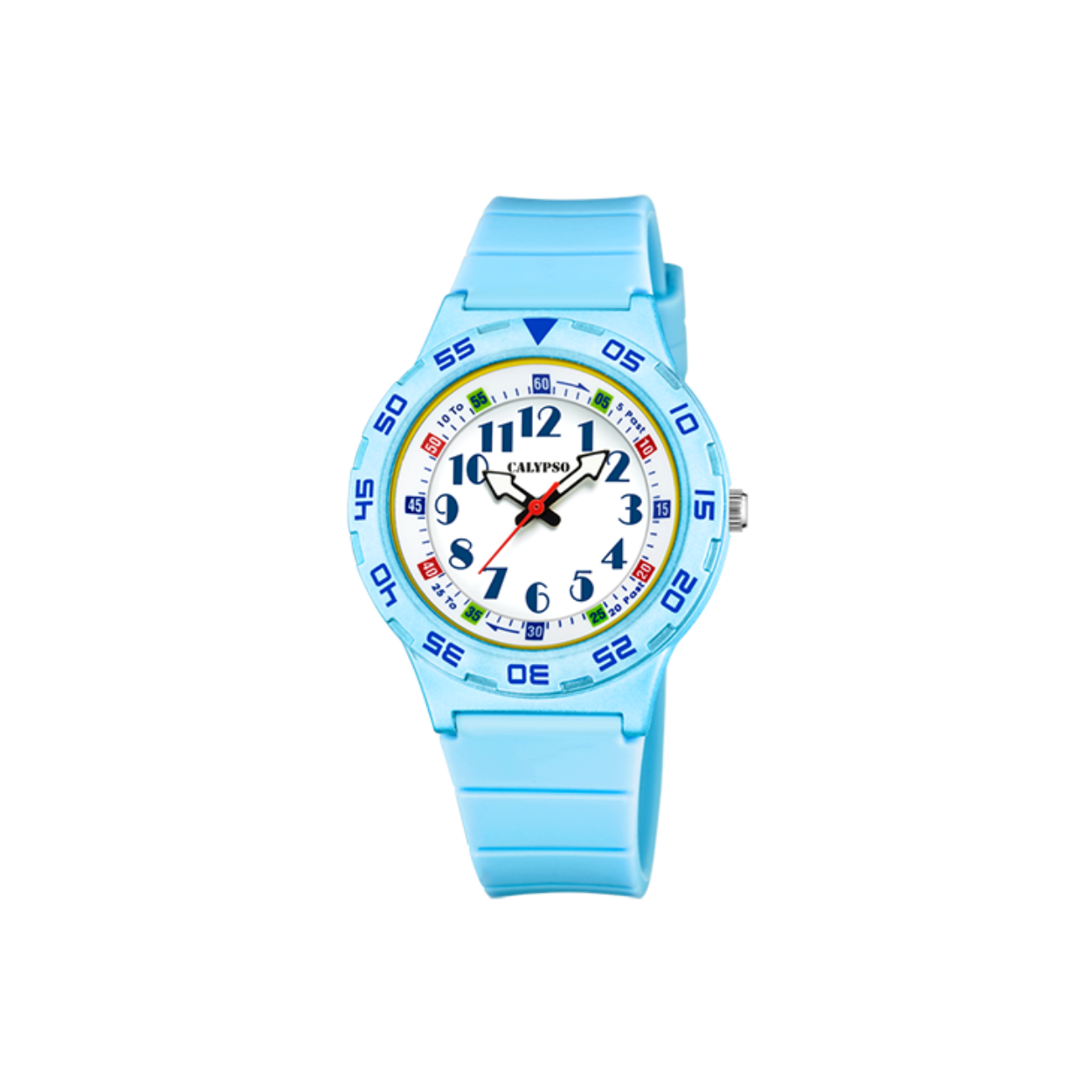 Een stoer kinderhorloge waarmee ze nooit meer te laat komen!
Kunststof kast met een rubber band en aangeduid met arabische cijfers. Tot wel 10 ATM waterdicht!