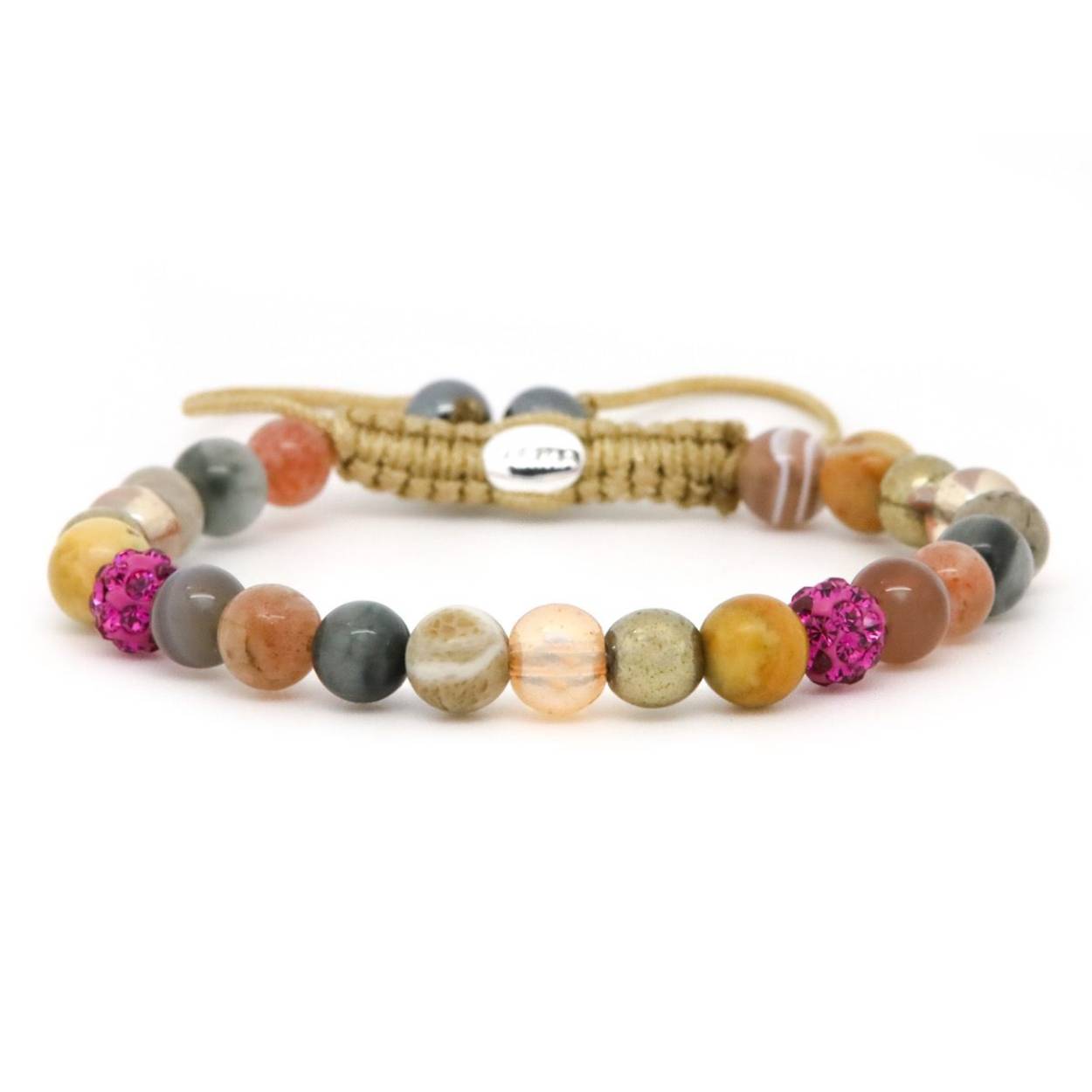 Karma armband, Spiral Crunchy leaves XS (pink crystal)