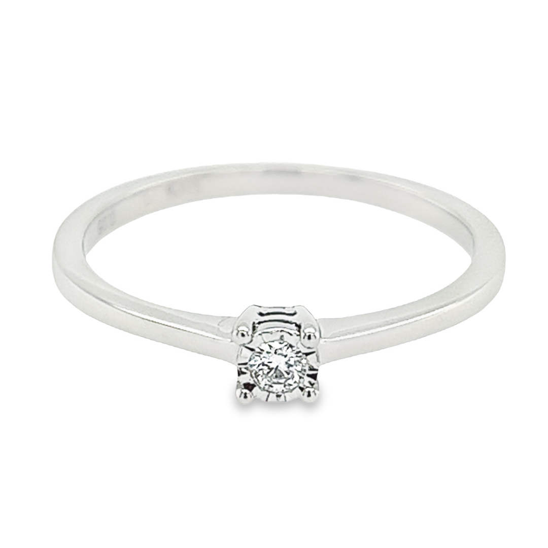 Witgouden Illusie Solitair met Diamant 0,05 karaat
