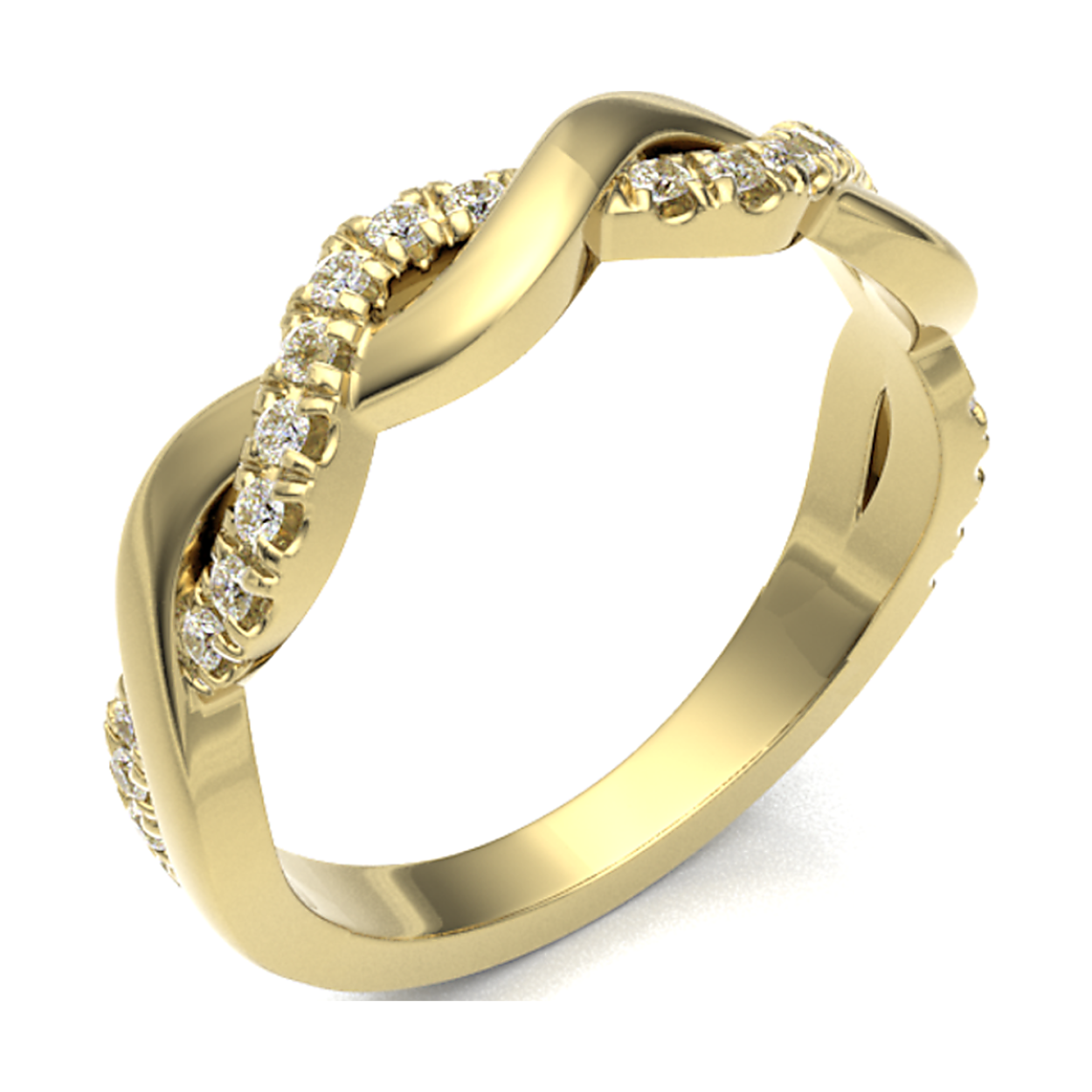 18k geelgouden diamanten ring twist. 0.18 caraat. 