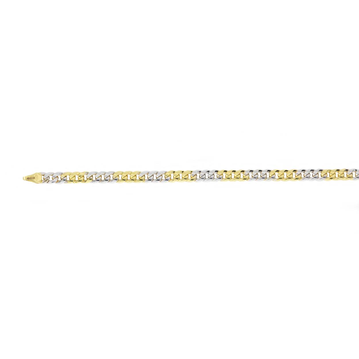 Fjory - Geelgouden gourmette collier met zilveren kern bicolour 5mm, 45cm - 41-G0545