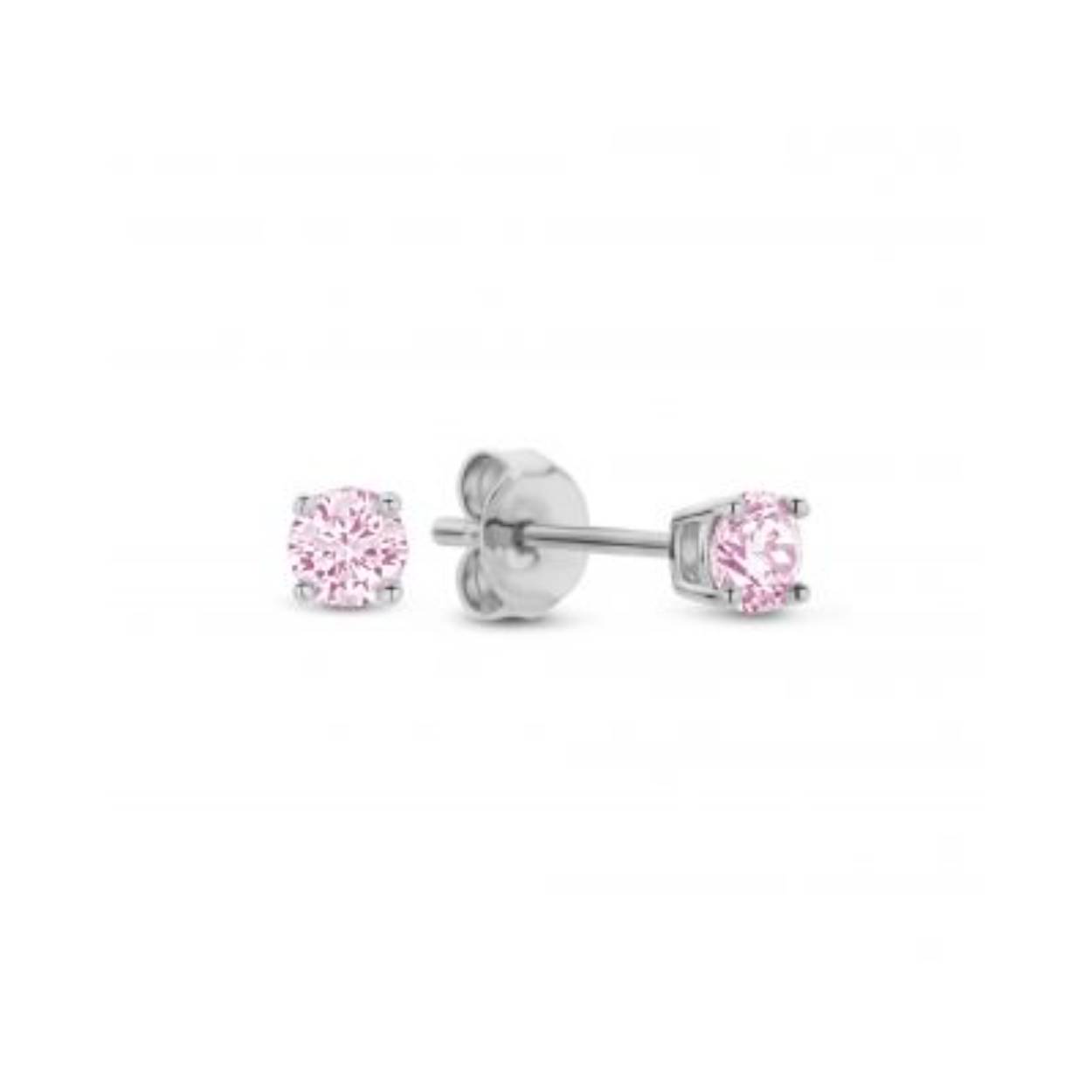 Zilveren oorknoppen 3 mm roze