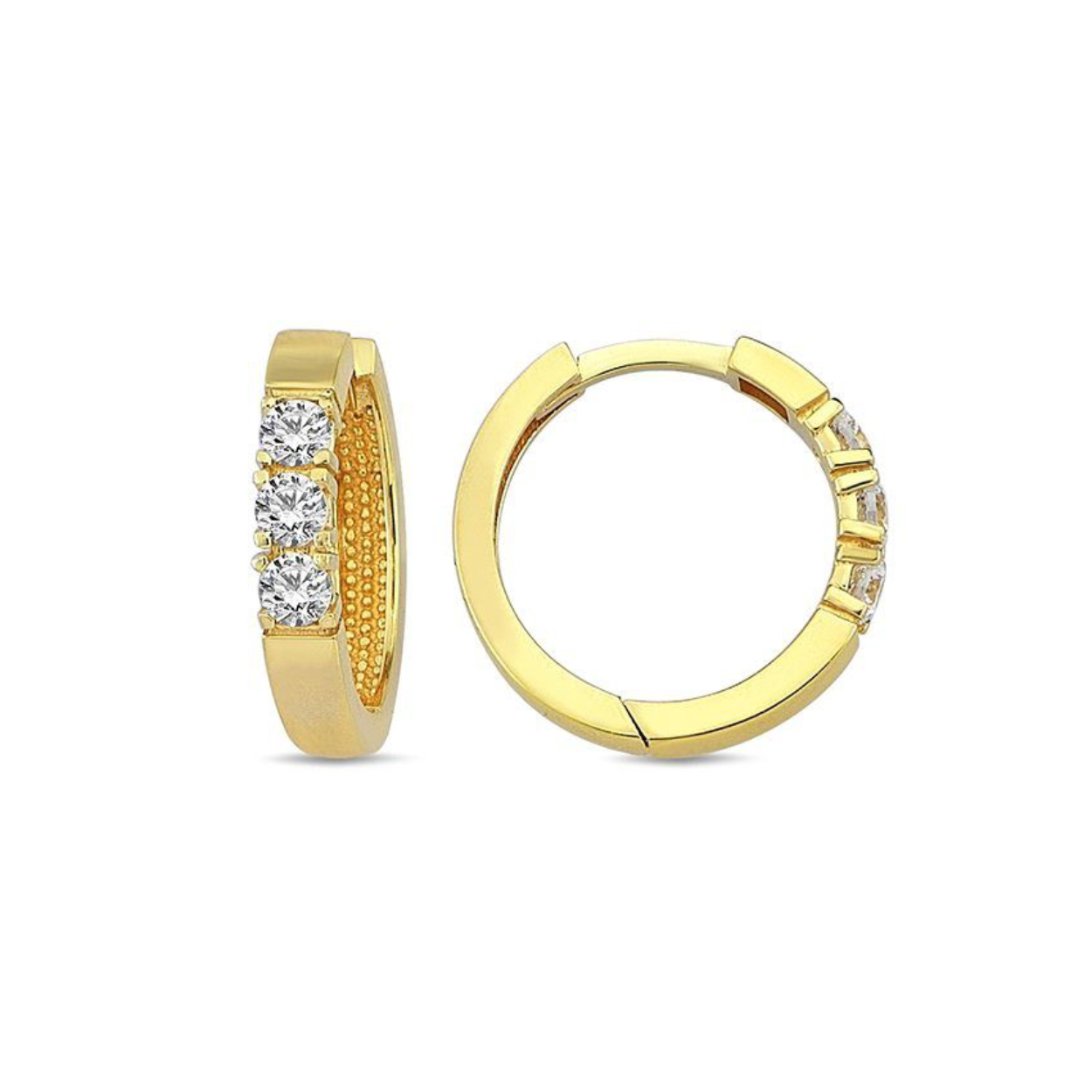 Geelgouden klapoorringen met Zirkonia