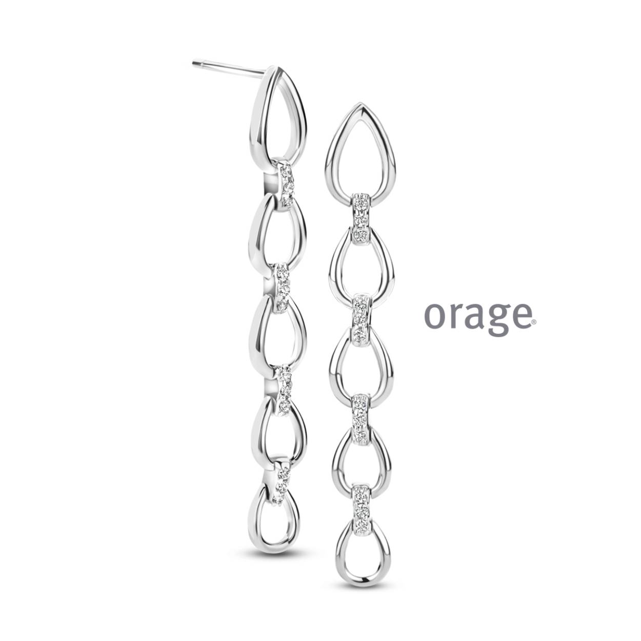 Zilveren oorstekers (lang) met zirkonium van Orage
Bijhorende ketting met hanger ook verkrijgbaar van deze set