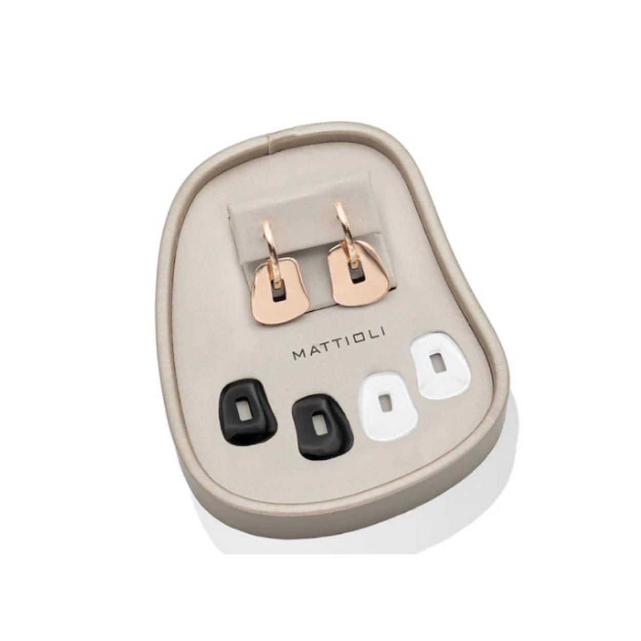 Puzzle Small met rosé gouden hoops , elementen parelmoer ,onyx & rosé goudkleurige ceramiek