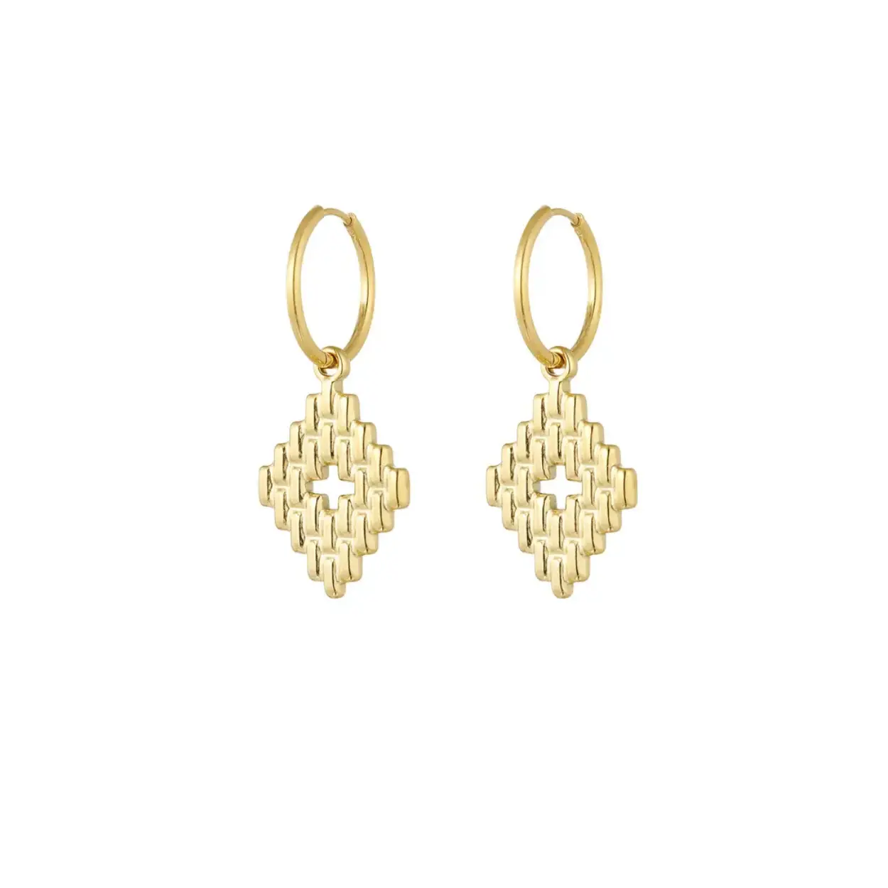 Earrings with structured charms - Gold color
