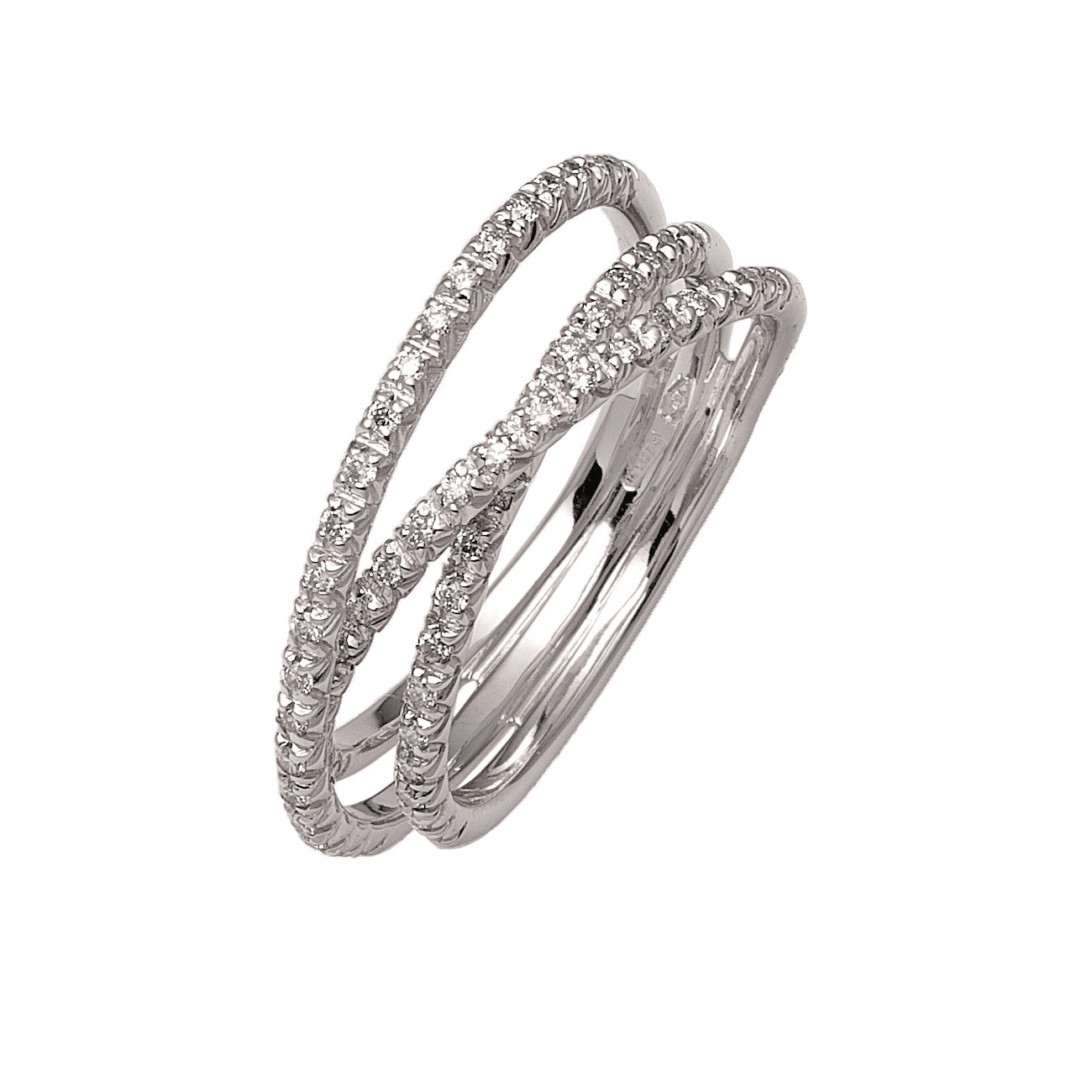 BAGUE EN OR BLANC ET DIAMANTS 0,80 GVS