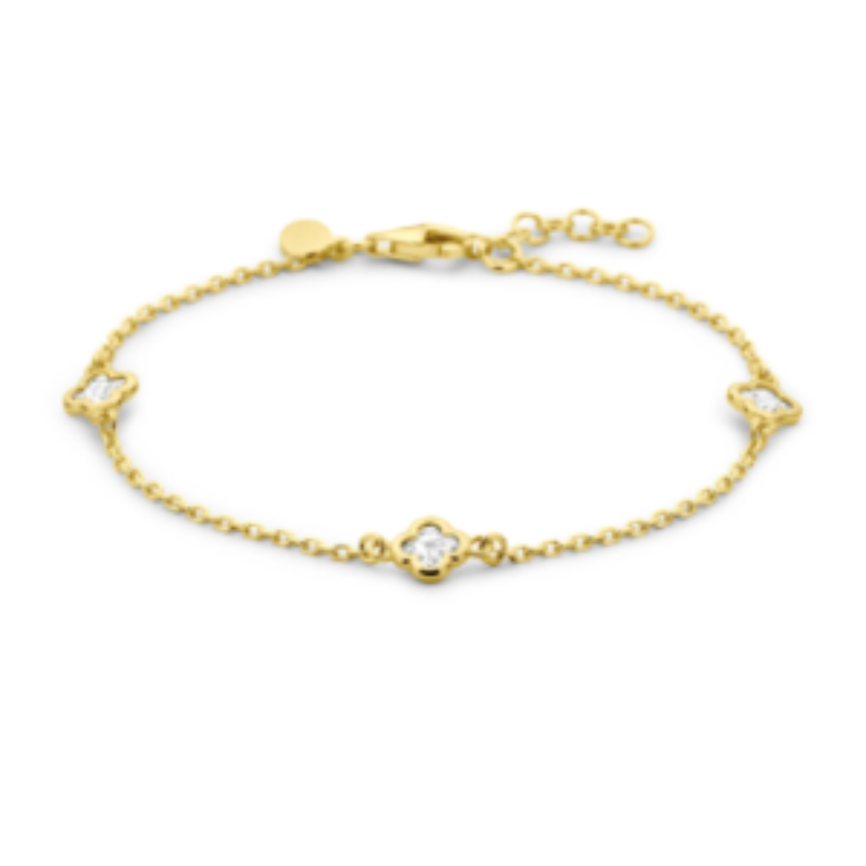 goud op zilveren armband met zirkonia, 3 micron