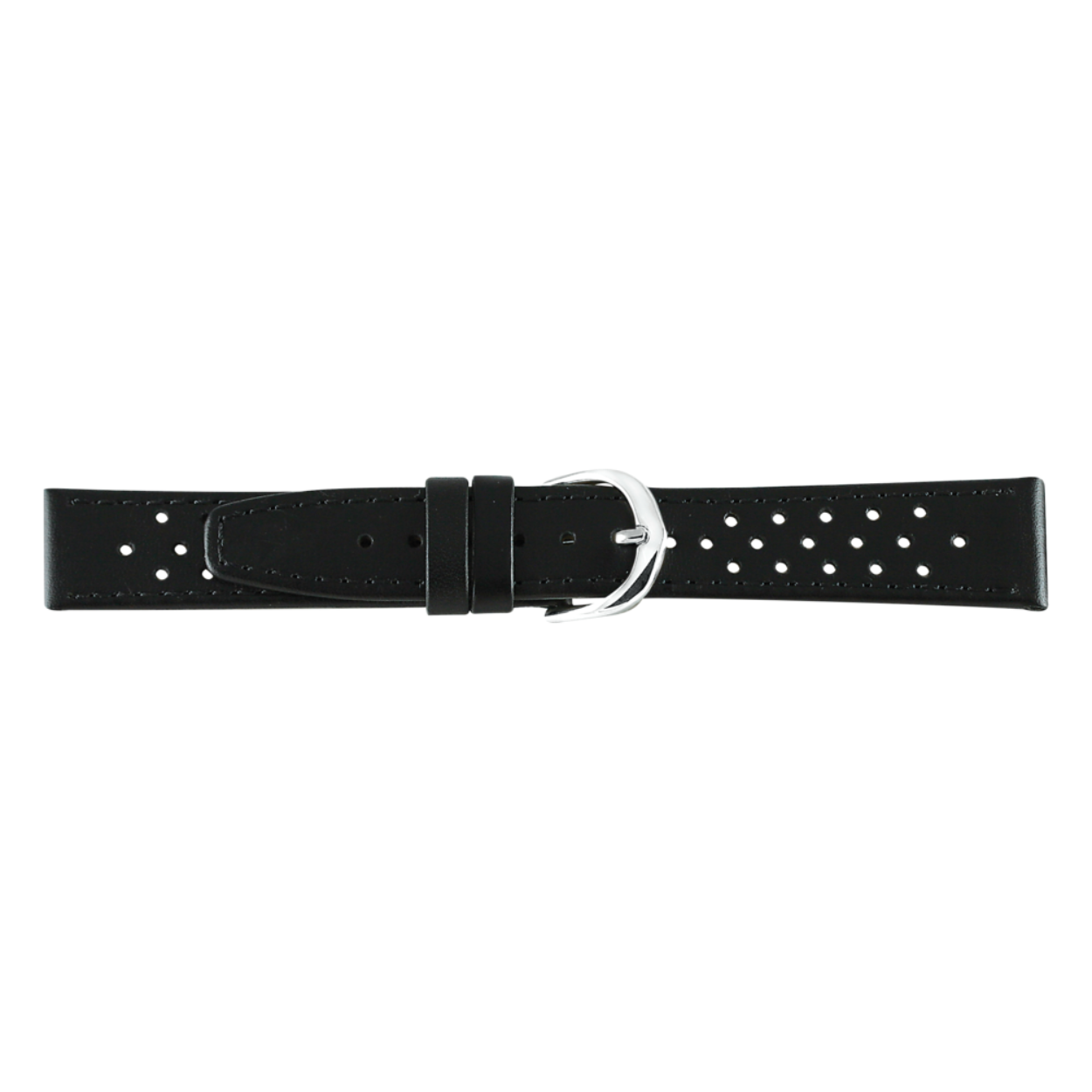 
Horlogeband leder zwart gaatjes 18mm 