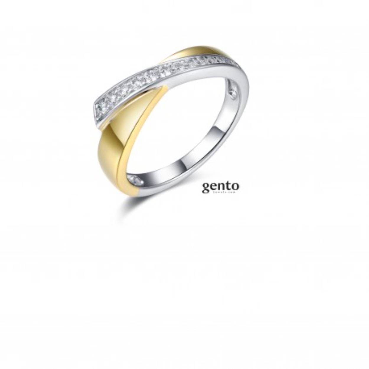 RING ZILVER 925 RHOD CZ BI-COLOR