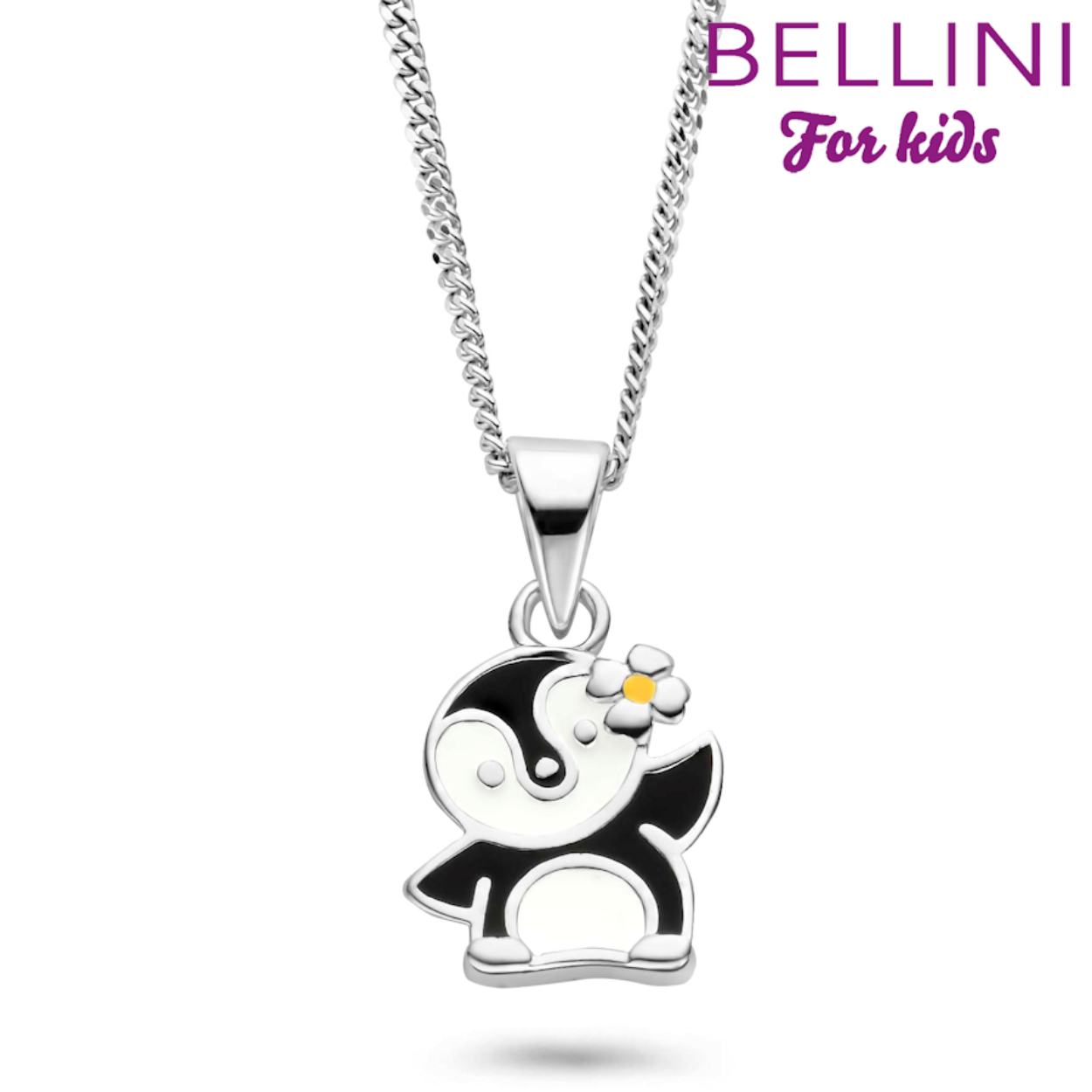 Zilver Bellini hanger Pinguin met collier