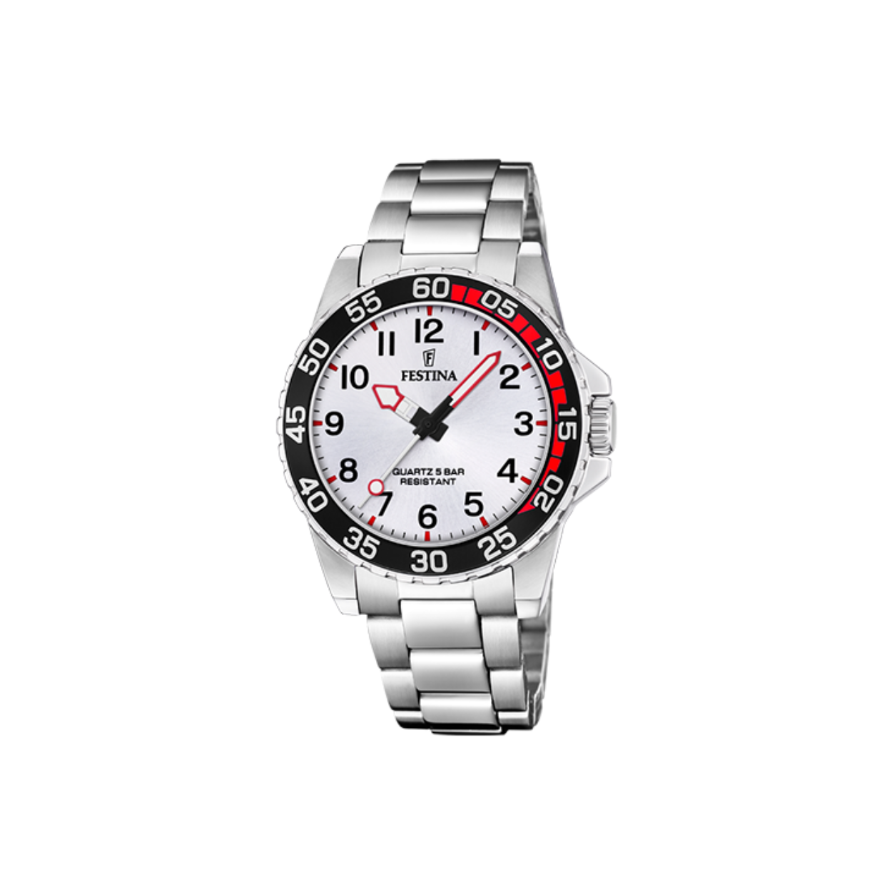 Festina kinderhorloge F20459/1 met een edelstalen kast en een mineraalglas voorzien van een edelstalen band.