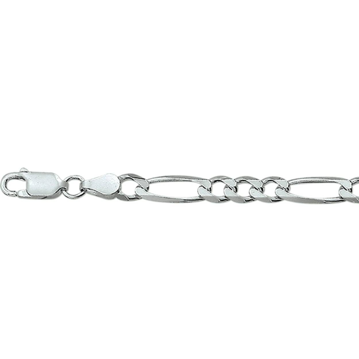 Gerhodineerd 925 zilveren lengte artikel met figaro schakel. De schakelbreedte is 4.5mm.