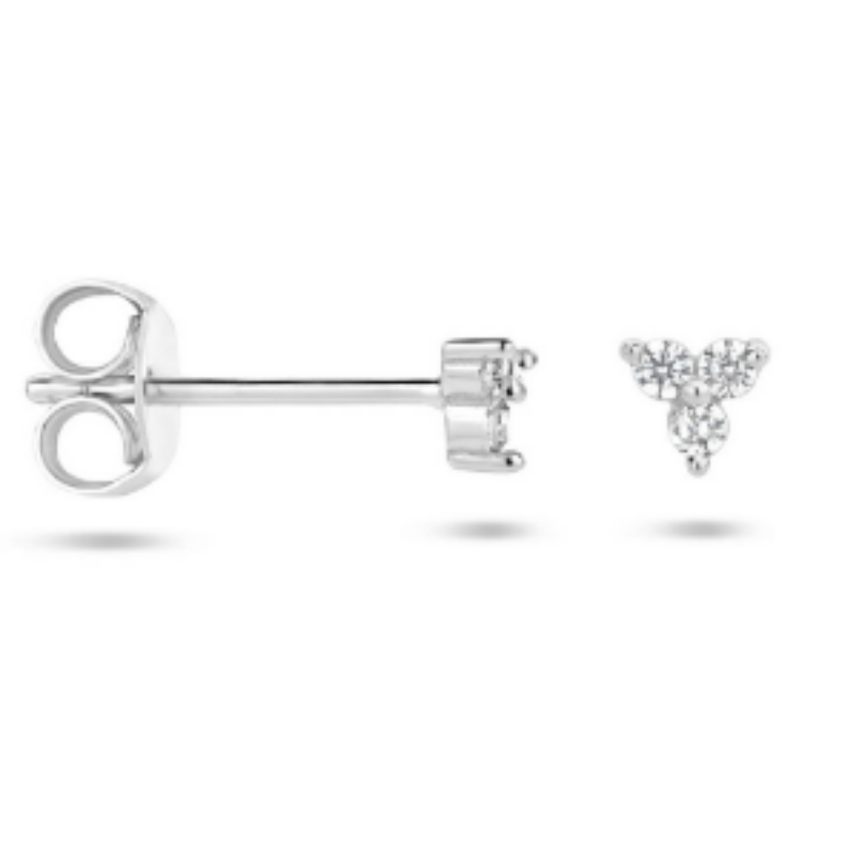 Gerhodineerd 925 zilveren oorknoppen uitgevoerd met een schitterende zirkonia rondjes. De oorknoppen hebben een afmeting van 3.5x4mm.