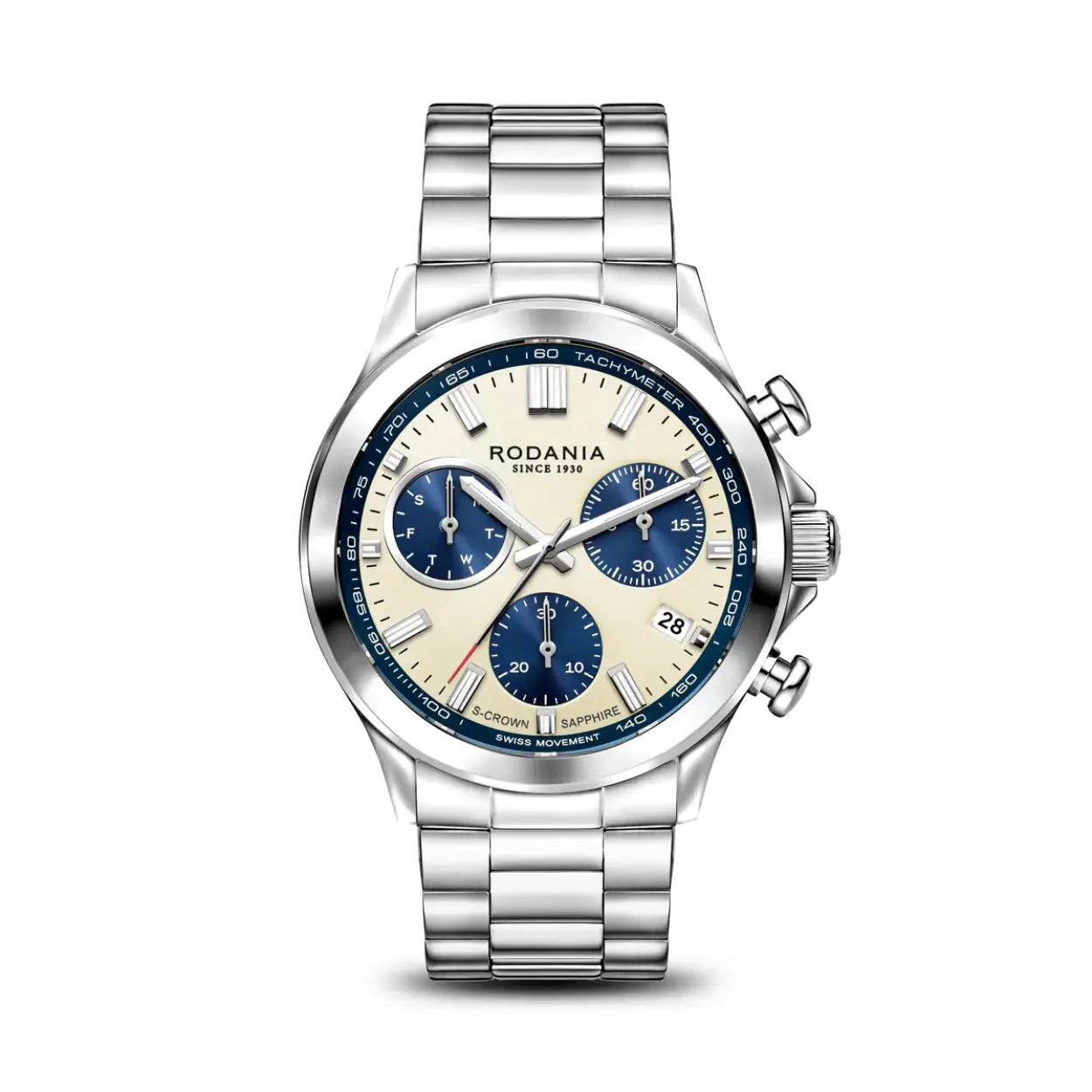 VERBIER CHRONOGRAAF

Wijzerplaatdiameter: 42 mm

Wijzerplaattype: Sunray

Glasdiameter: 34 mm

Kristal: saffierkristal

Waterbestendigheid: 10 ATM

Kastmateriaal: roestvrij staal 316L

Kastvorm: Rond

Uurwerk: Zwitsers quartz uurwerk

30 minuten teller chrono

Functies toevoegen en splitsen

Kleine seconde

Bandkleur: Zilver

Bandmateriaal: roestvrij staal

Garantie: 3 + 2 jaar*

Met een beige wijzerplaat met contrasterende blauwe subwijzerplaten en lichtgevende uurmarkeringen combineert deze chronograaf elegantie met functionaliteit. De drukknoppen aan de zijkant zorgen voor eenvoudige bediening van de chronograaffuncties, terwijl de rode secondewijzer en subtiele details een sportieve touch aan het ontwerp geven. Saffierglas zorgt voor optimale krasbestendigheid en de zwarte lunette met tachymeterschaal versterkt de verfijnde uitstraling van dit horloge, gemaakt voor wie precisie en tijdloze stijl waardeert.