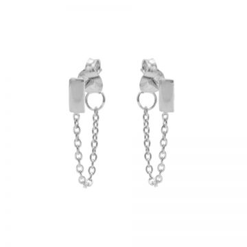 Chain Rectangle Silver earstuds
(2&18)