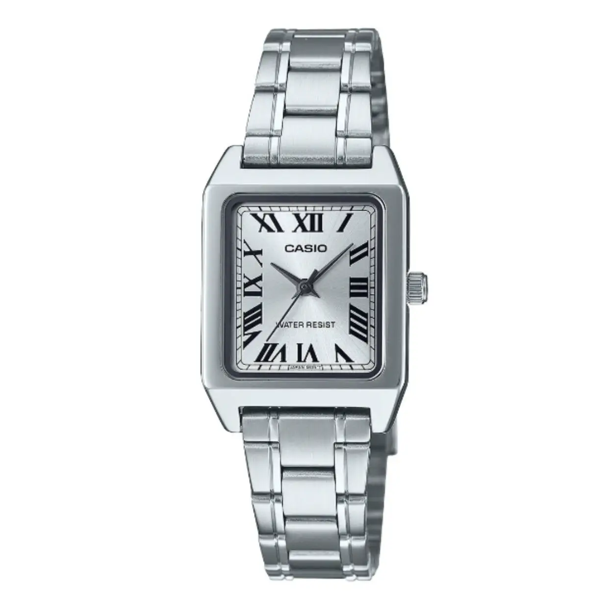 Een gedurfde, vierkante versie van het klassieke analoge horloge.

De elegante kleur van de wijzerplaat en de index met Romeinse cijfers zorgen voor een chique en elegant design.