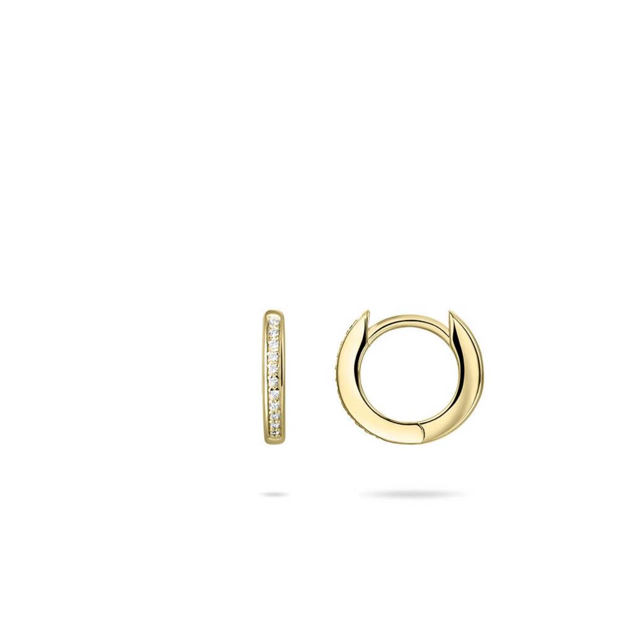 Gisser Jewels  Oorbellen  Oorringen Met Scharnier Vlak Gezet Met Zirkonia 2mm Breed 12mmØ 