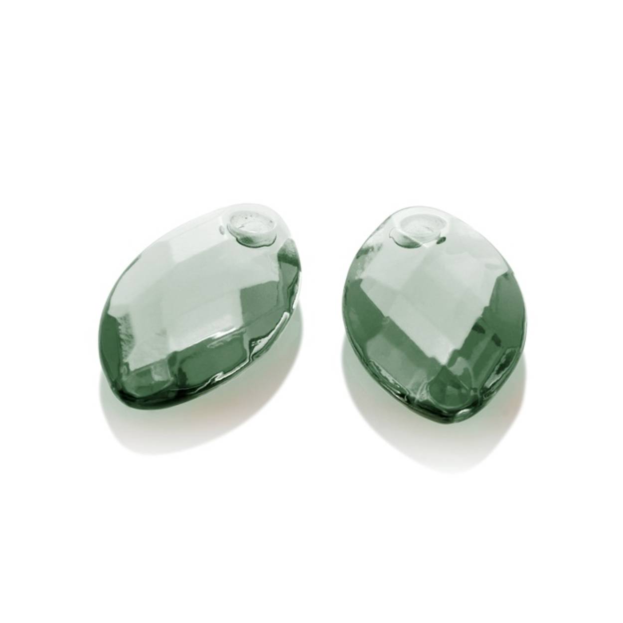 Earstones - Facet Leaf Green Amethyst Earleaf - small