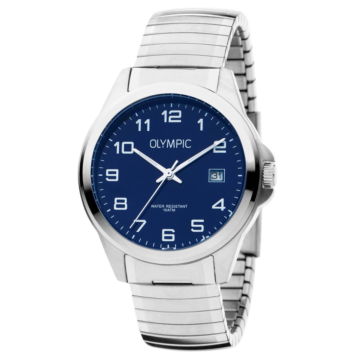 Comfortabel en stijlvol! Dit klassieke herenhorloge uit de Phoenix serie van Olympic is voorzien van een zilverkleurige rekband met hoog draagcomfort. Door het easy adjust systeem kan de band heel eenvoudig aan de polsmaat worden aangepast. Met een blauwe wijzerplaat met datumaanduiding, subtiele kastdiameter van 38mm en een duidelijk afleesbare index (Arabisch) is de OL26HSS282 de perfecte match bij je casual look. Betaalbare luxe met Olympic!