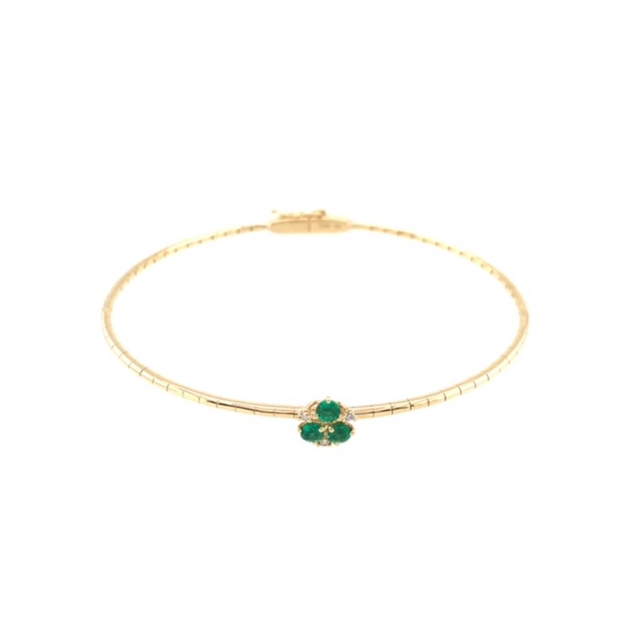 18k geelgouden armband met smaragd en diamant