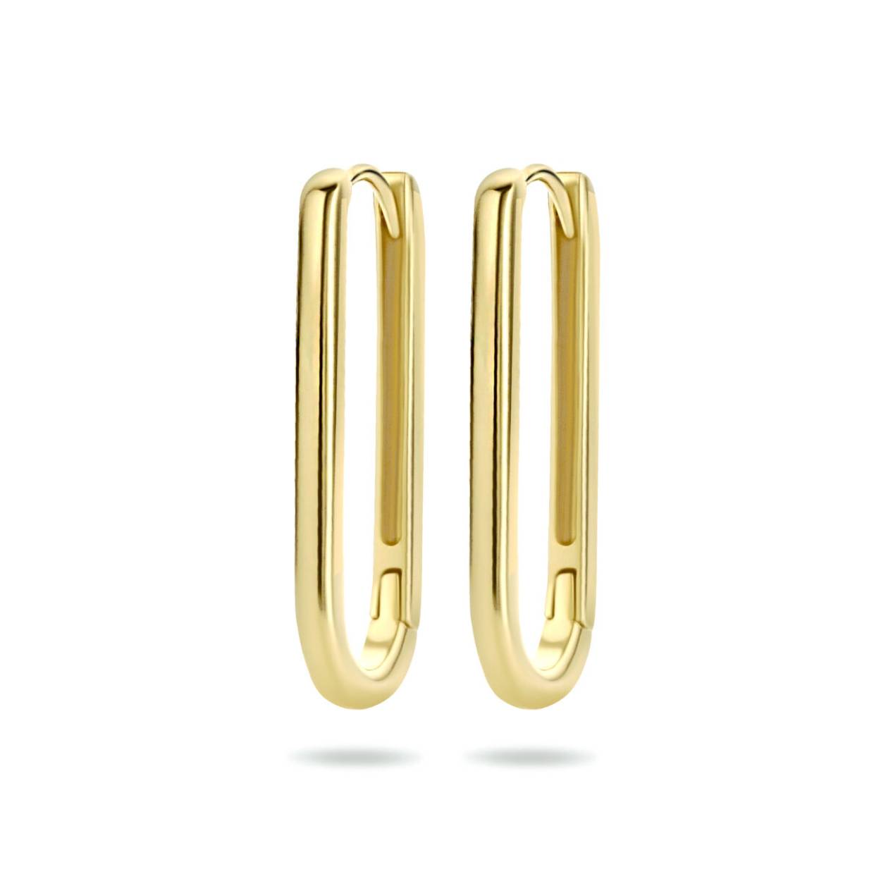 Geelgoud op 925 zilveren klapoorringen. De klapoorringen hebben een afmeting van 24x2mm. Geen garantie op plating.