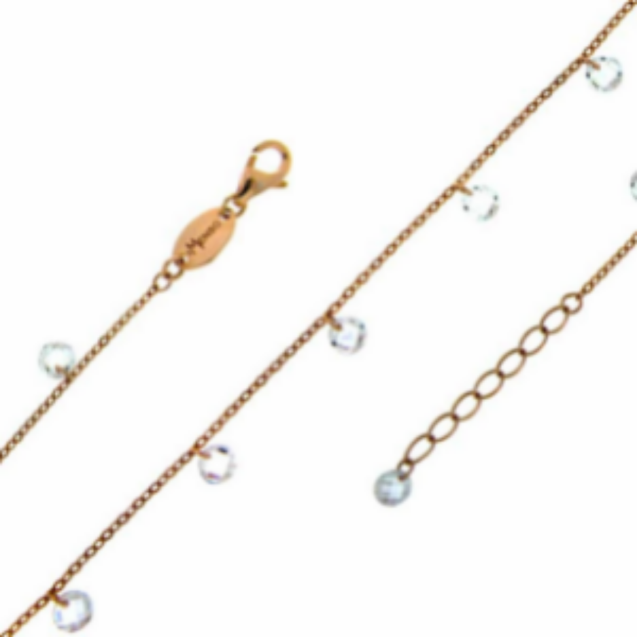 MY iMenso bracelet with white cz 4mm pendants (925/rosegold-plated) 16,5-19cm