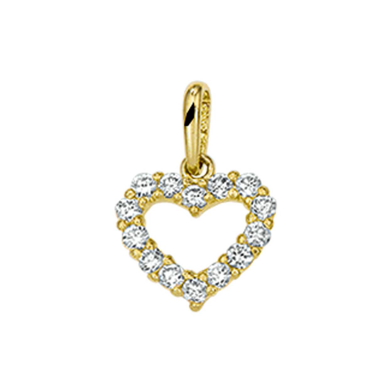 Geelgouden hanger met een hart van zirkonia.