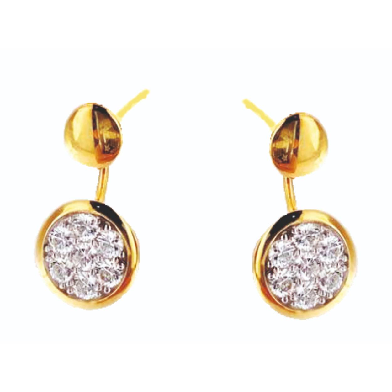 oorbellen in goud 18kt bicolor gezet met zirconium