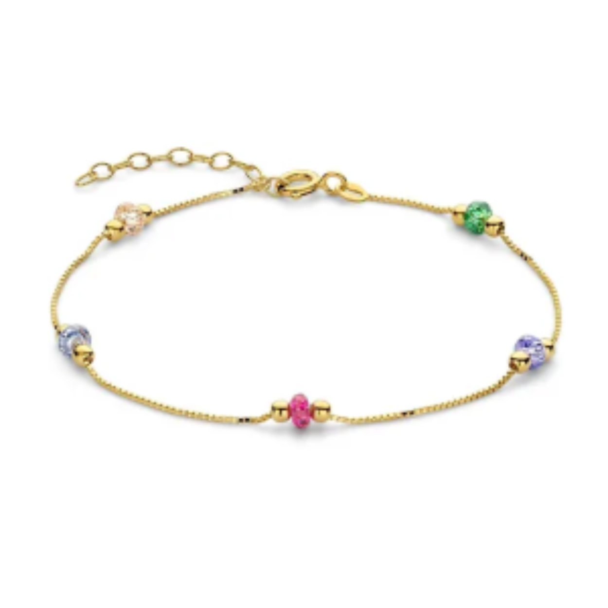 goud armband gekleurd zirkonia