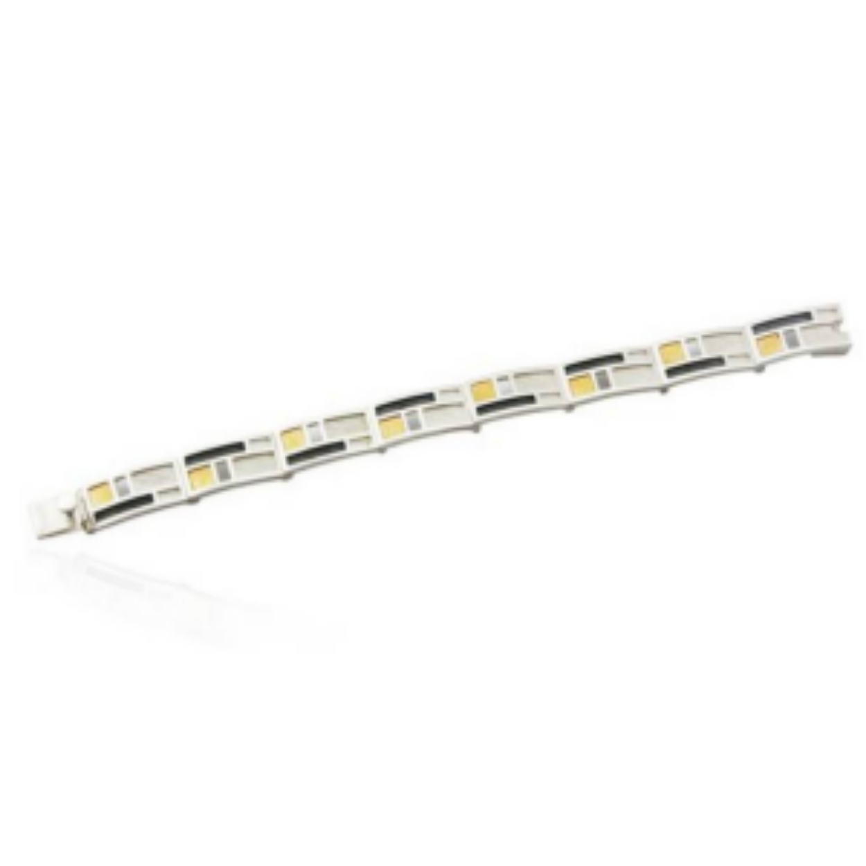 925 wit zilveren armband gecombineerd met geoxideerd zilver en 18k geel goud. 
