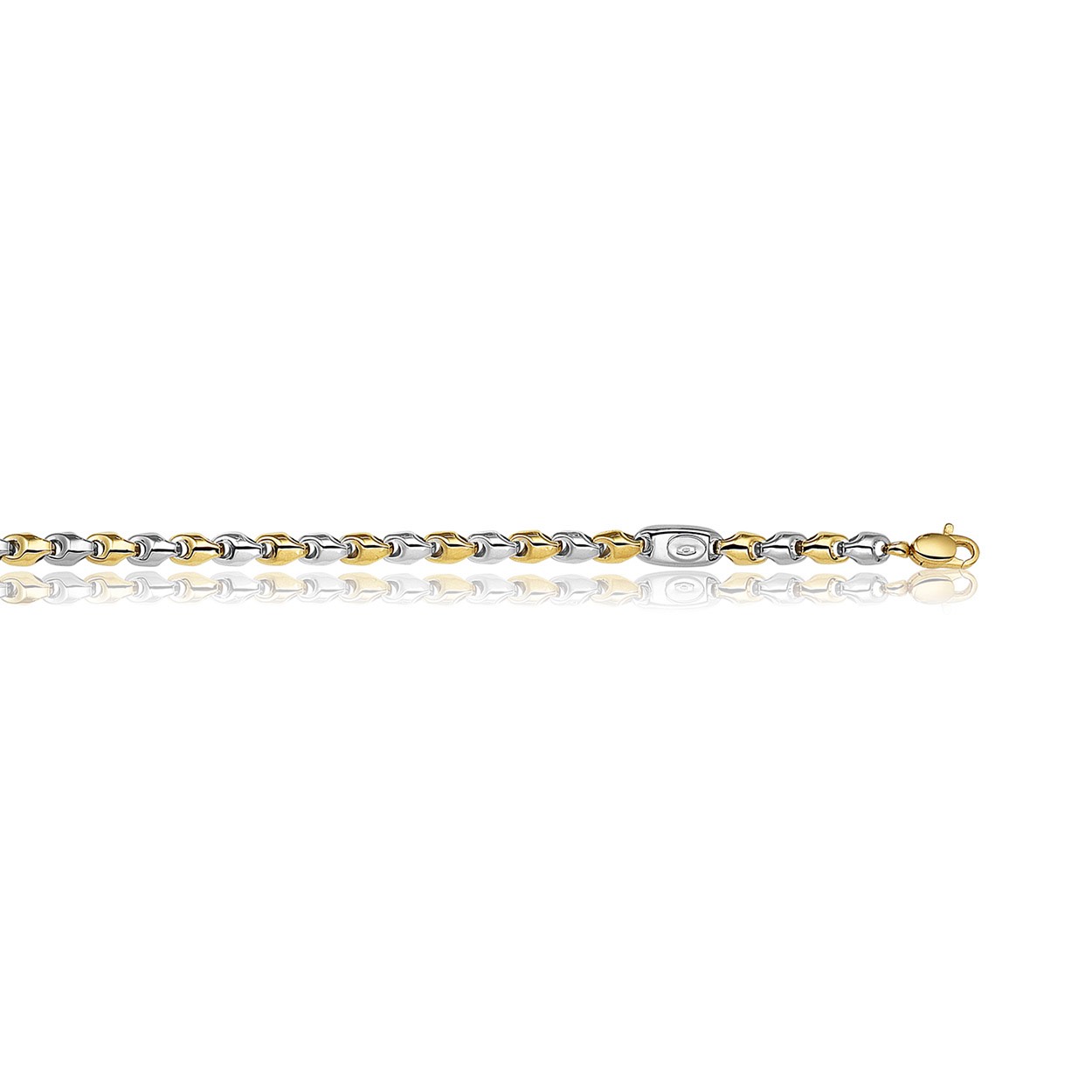 Deze prachtige 14 karaat bicolor gouden armband is van het merk Monzario. De lengte van de armband is 19,5 cm. 

Referentienummer: 838A BIC

Tevens bijpassend collier leverbaar.